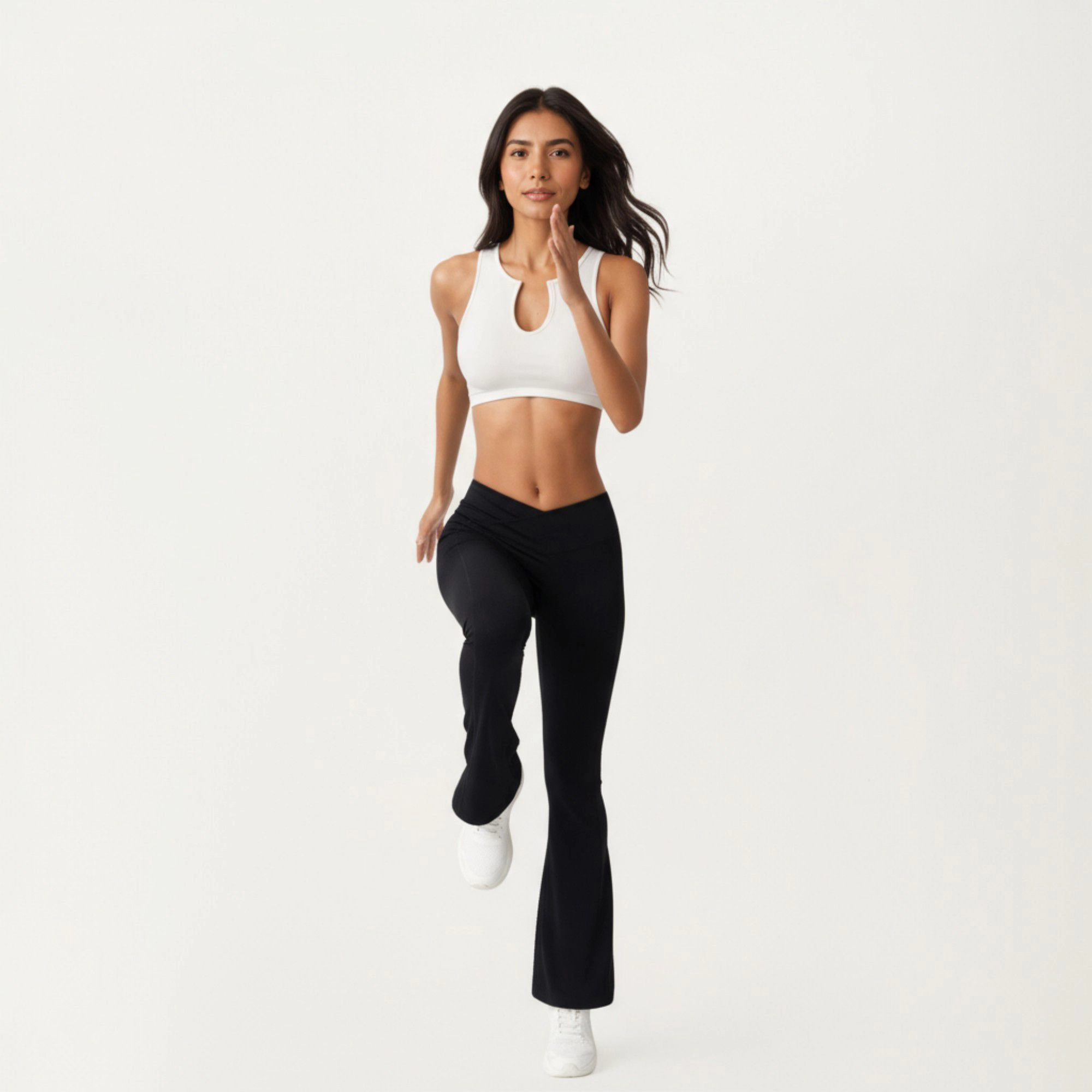 Anna-Kaci Women's Crossover Waist Flare Leg Yoga Pants with Stretch Fit Fabric and Smooth Contoured Silhouette