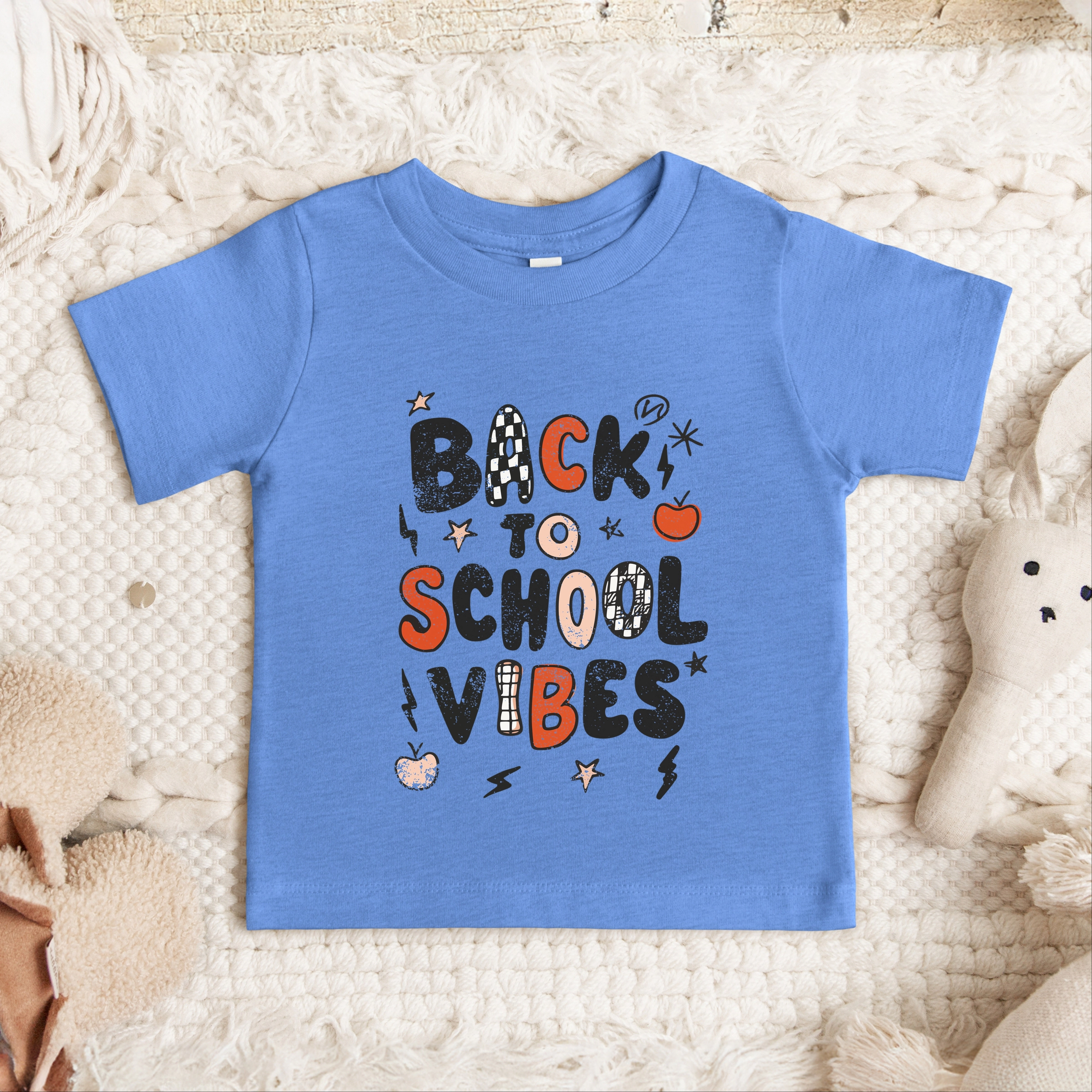 The Juniper Shop - Toddler Short Sleeve Graphic T-Shirt Back To School Vibes Checkered Distressed