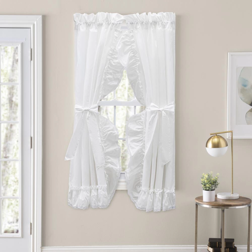 Ellis Curtain Madelyn Ruffled Victorian Priscillas 1.5" Rod Pocket Curtain Panel 100" x 84" White