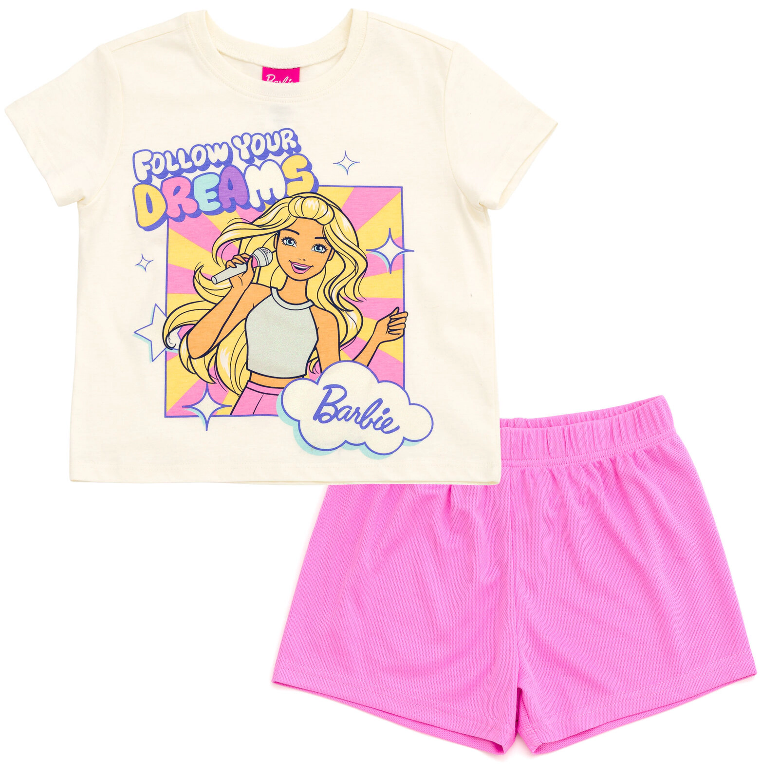Barbie Girls' Athletic 2-Piece T-Shirt and Shorts Set