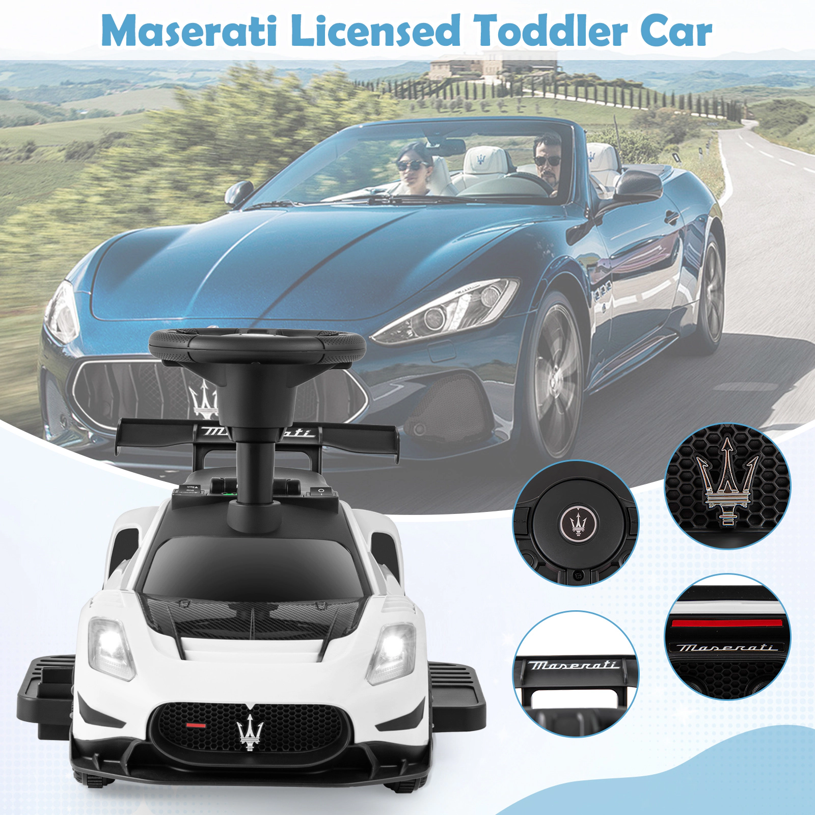 6V Electric Kids Ride on Car Pedal Start Music LED Lights USB Dashboard Under Seat Storage 18-60 Months 55-lb Limit