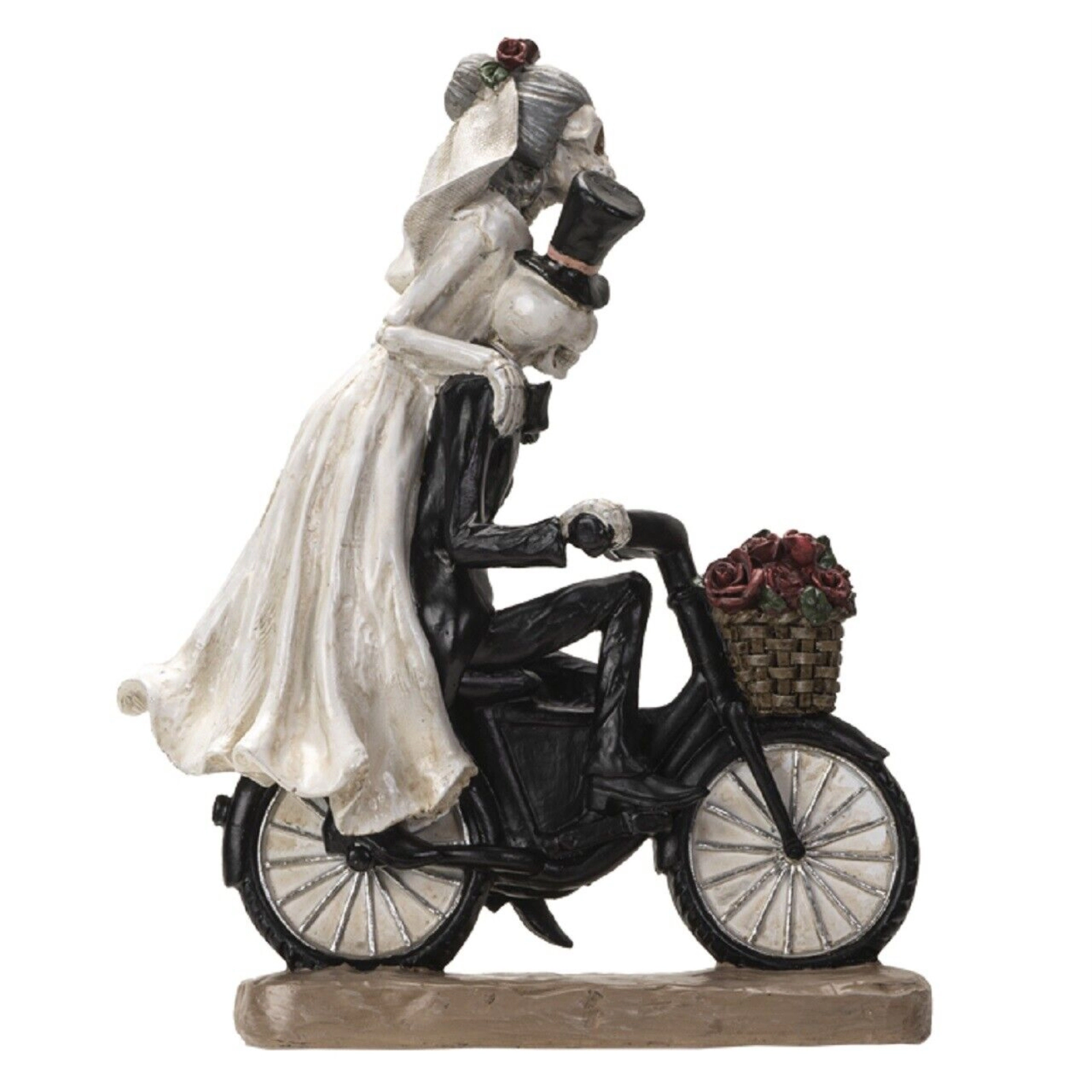 Pacific Giftware Love Never Dies Skeleton Wedding Couple on Bicycle Figurine 11 Inch