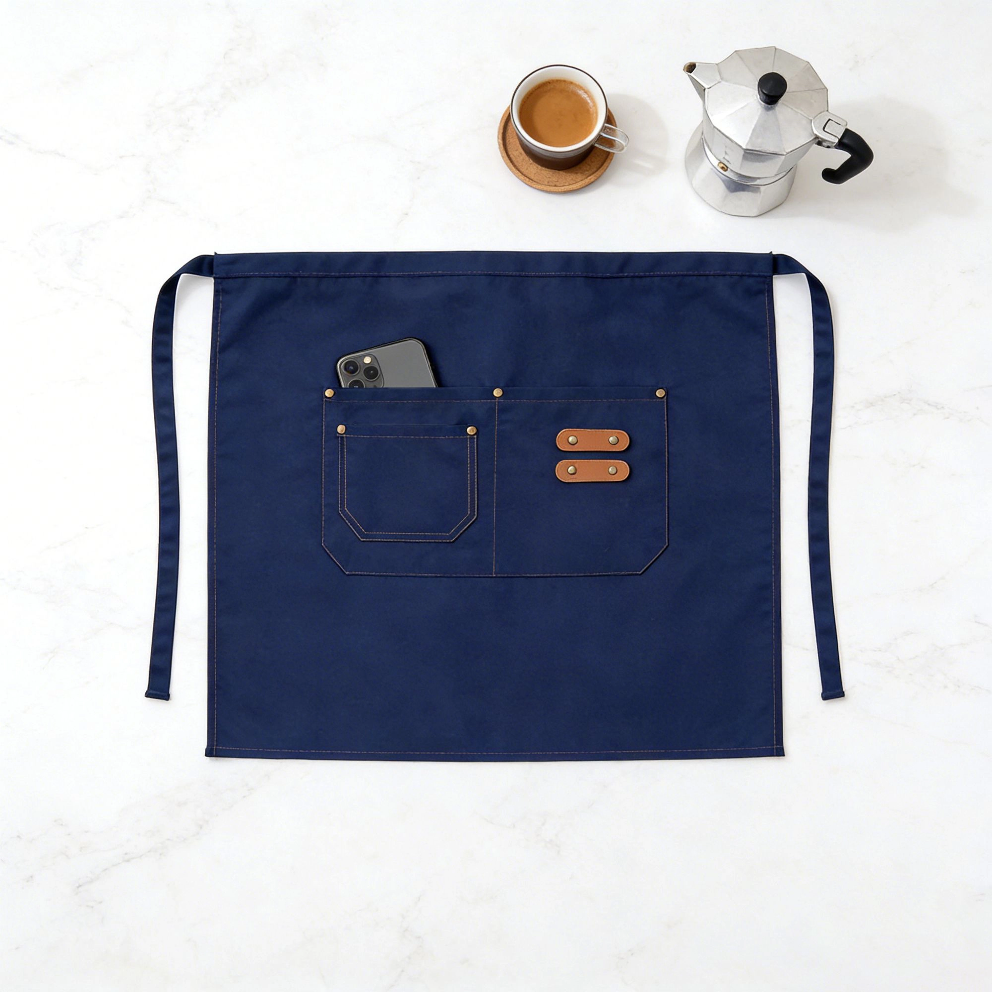 Alilang Unisex Waist Apron with Multi Pocket Storage Adjustable Tie Straps Half for Kitchen Cooking Work