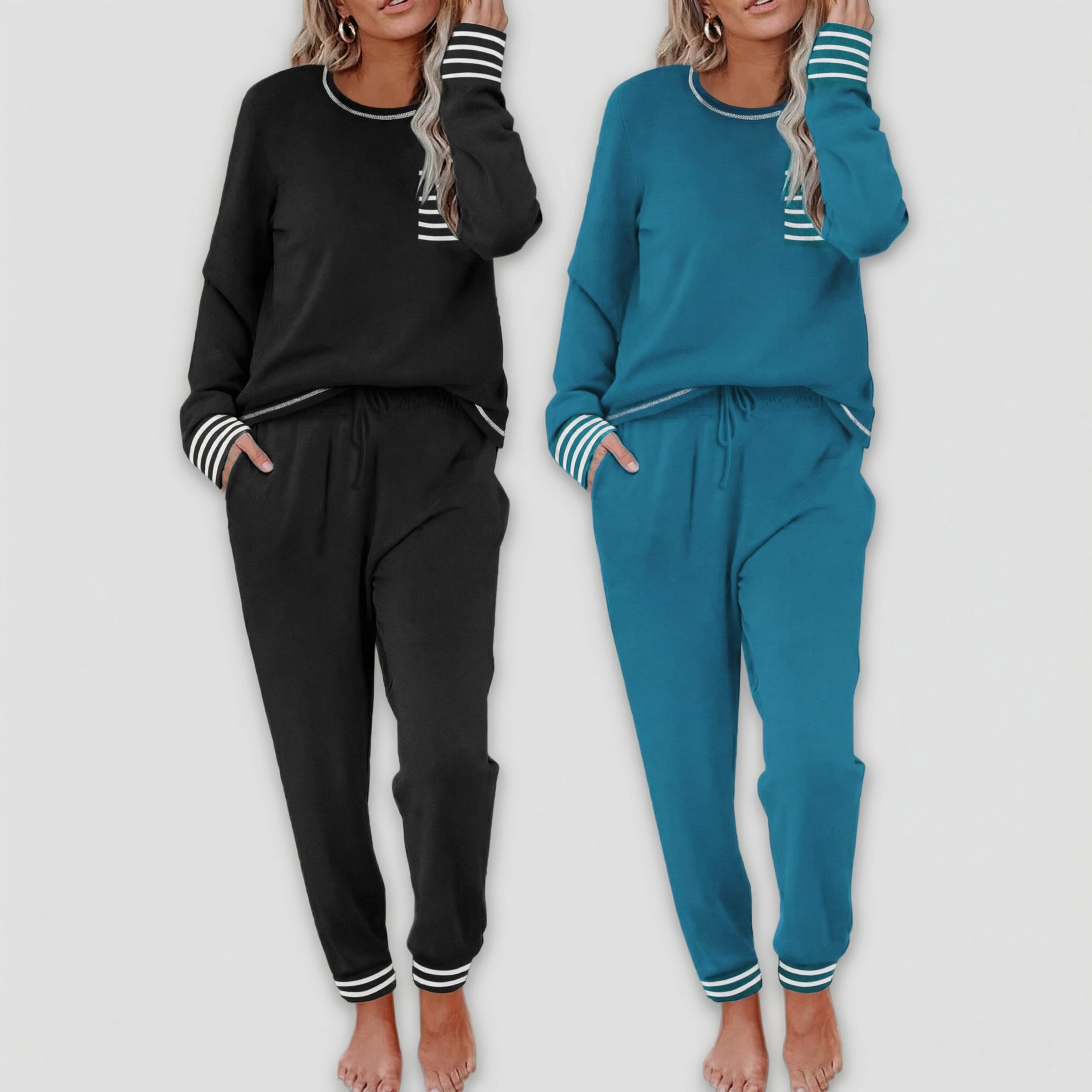 Ekouaer Women's Long Sleeve Pajama Set 2 Piece Sleepwear Loungewear