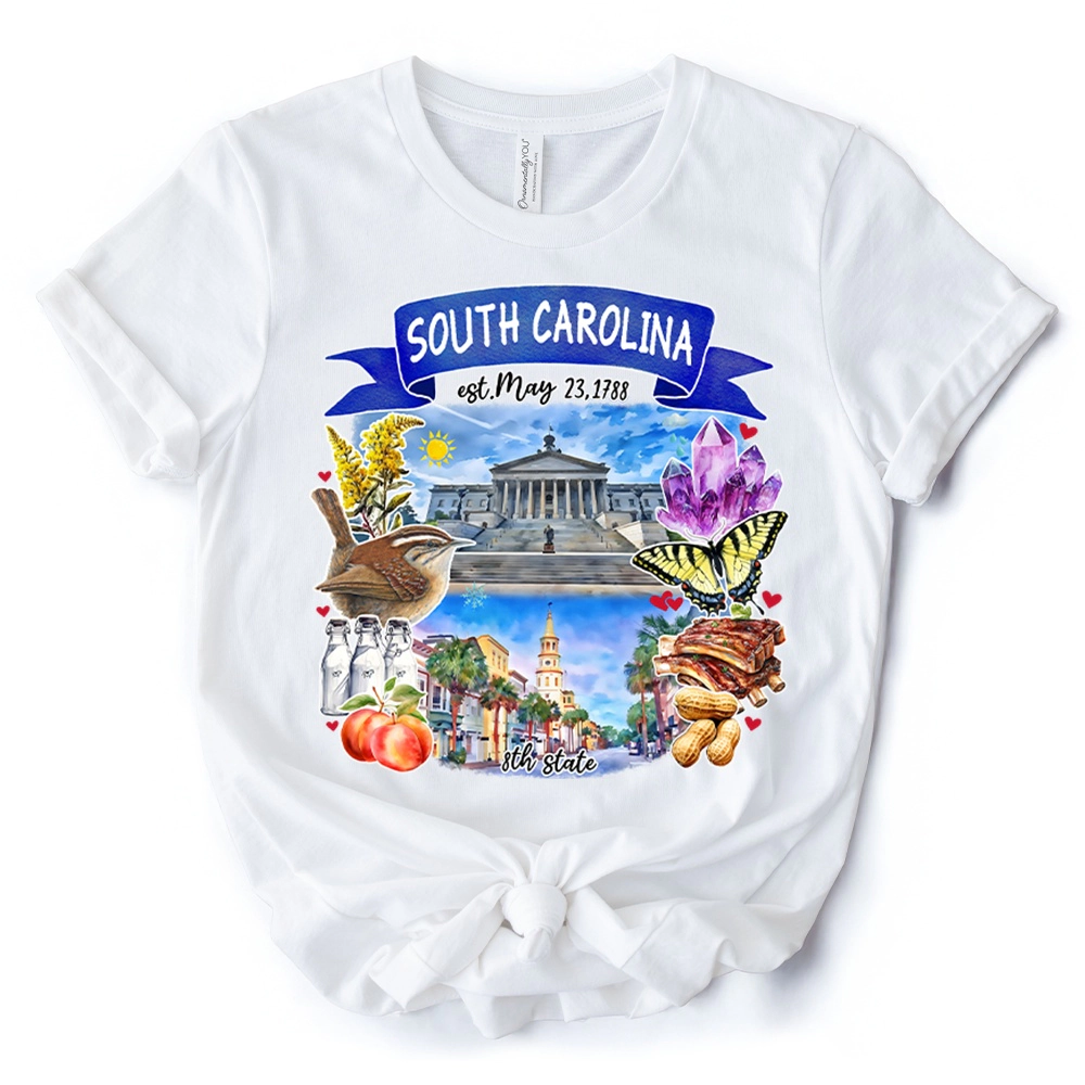 OrnamentallyYou Unisex Artistic South Carolina State Themes And Landmarks T-Shirt