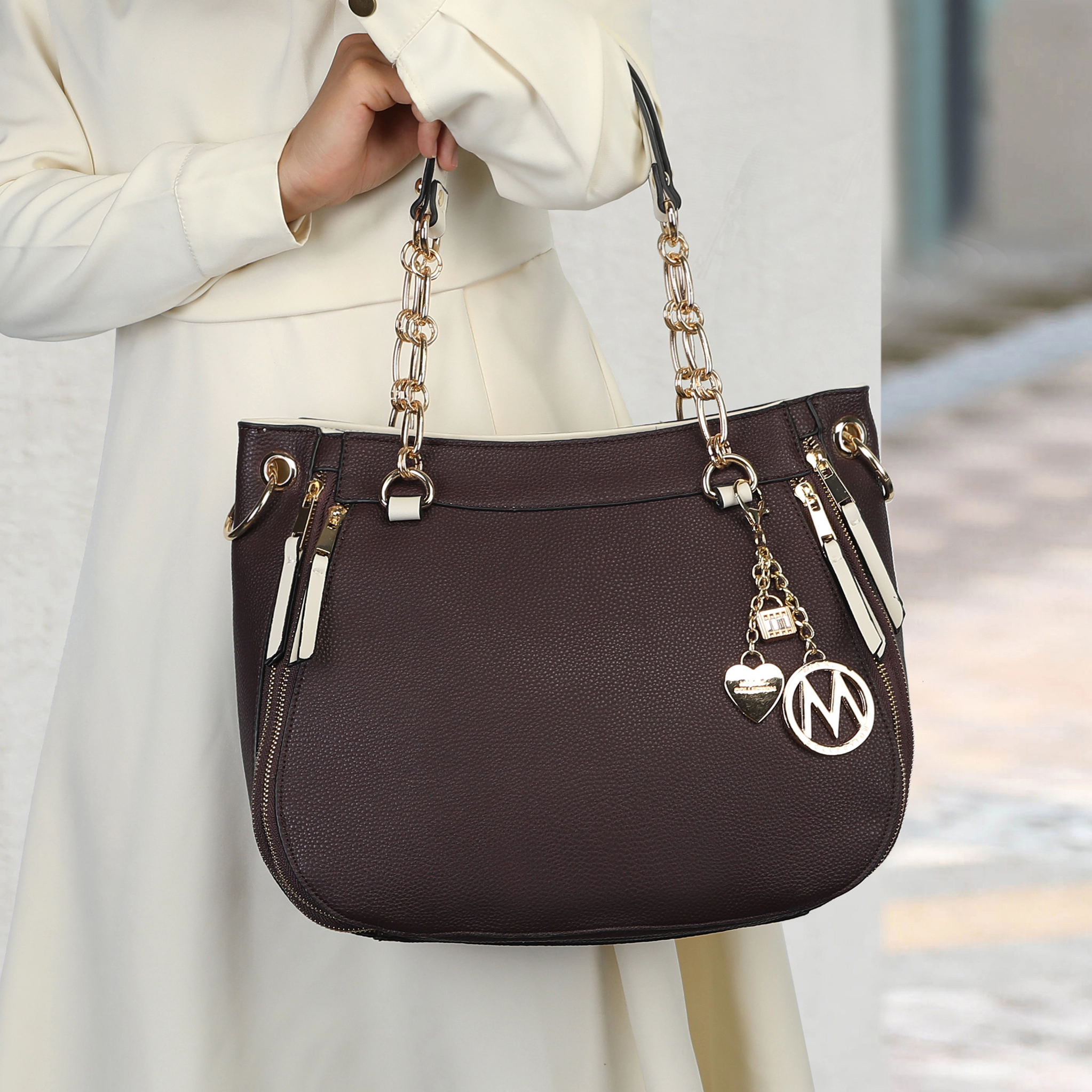 MKF Collection by Mia K Lina Tote Bag and Wallet Set, Solid Vegan Leather
