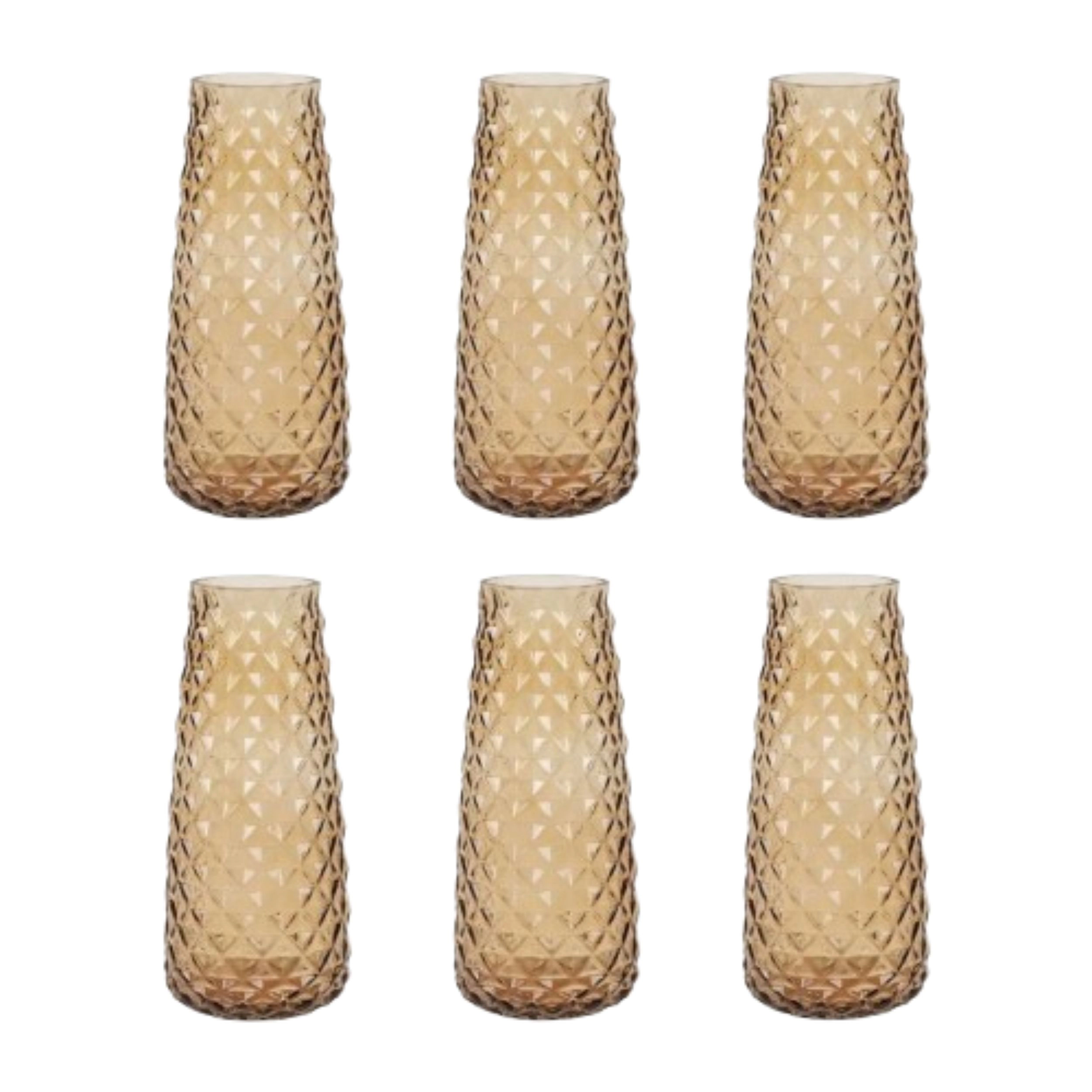 Home Collection Diamond Cut Glass Urn Flower Vases Pack of 6