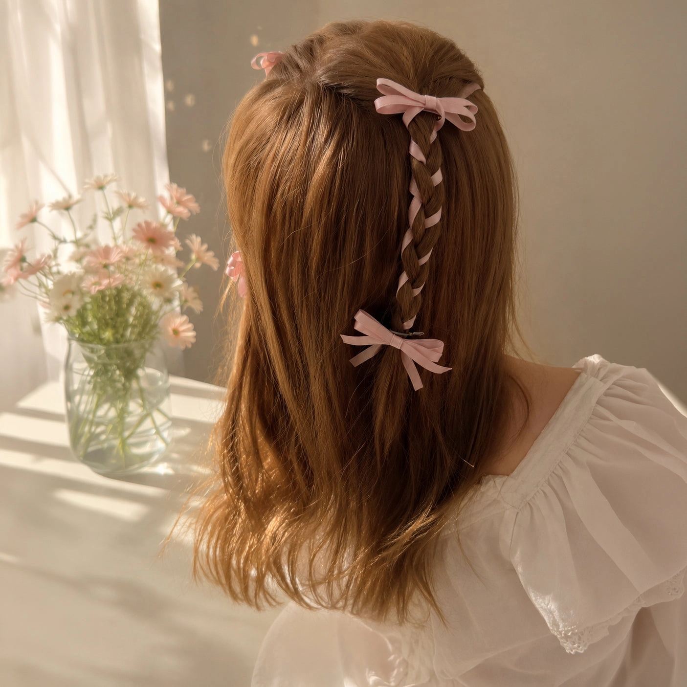 Puttisu Girls 4-Piece Ribbon Bow Clip Set