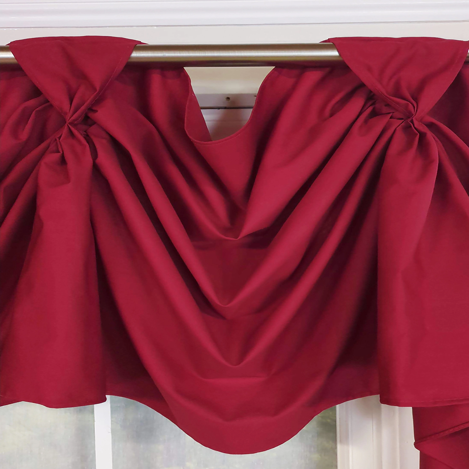 RLF Home Classic Twil 3-S Victory 100% Cotton Tab Top Swag Window Curtain 54" x 25" Burgundy