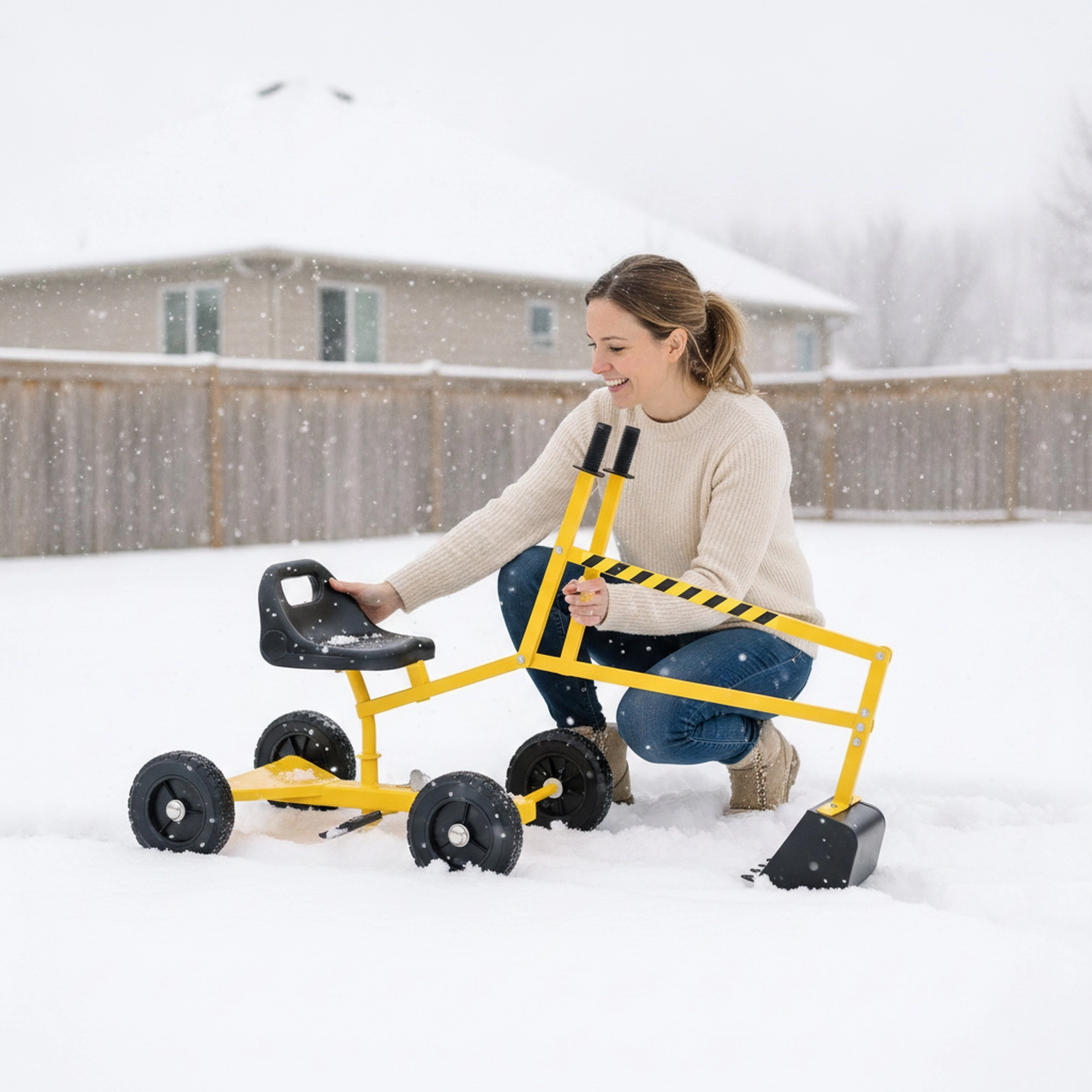 Kids Sandbox Toy Digger Ride-On Excavator Dual Lever Controls Fine Motor Skills 360-Degree Seat 110-lb Ages 3+ Yellow