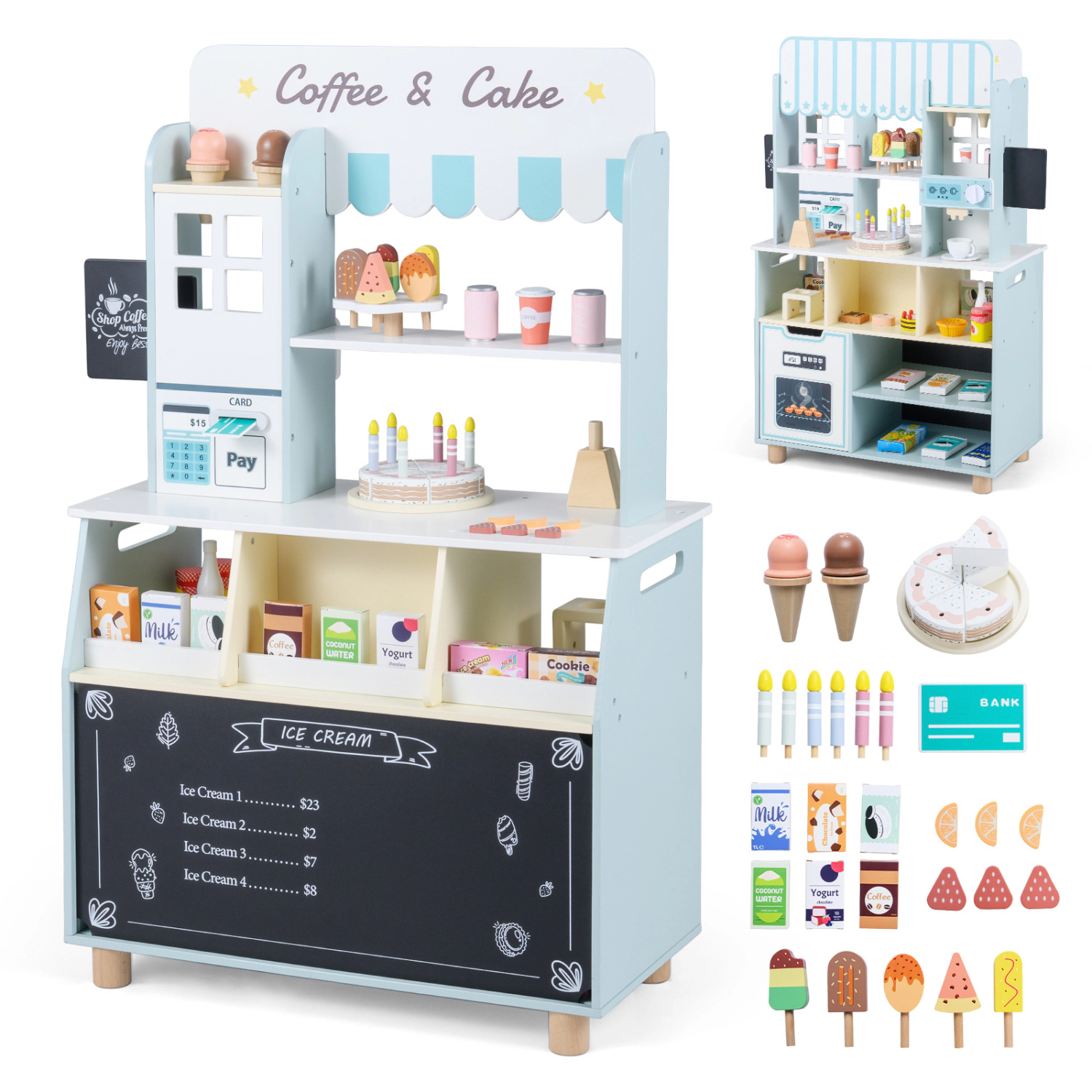 LJG Kids Ice Cream Shop with 27 Accessories and Machine for Ages 3+