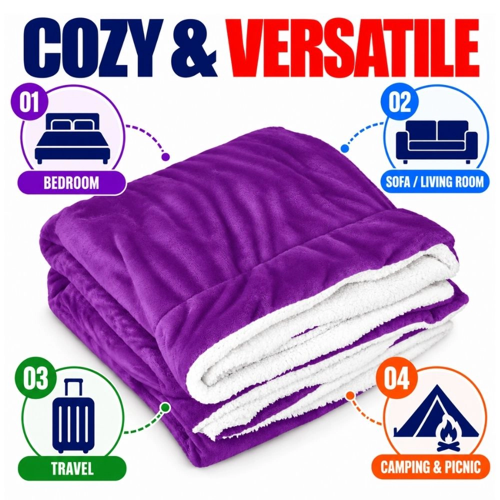 Soft Warm Flannel Blanket for Bed, Sofa & Travel