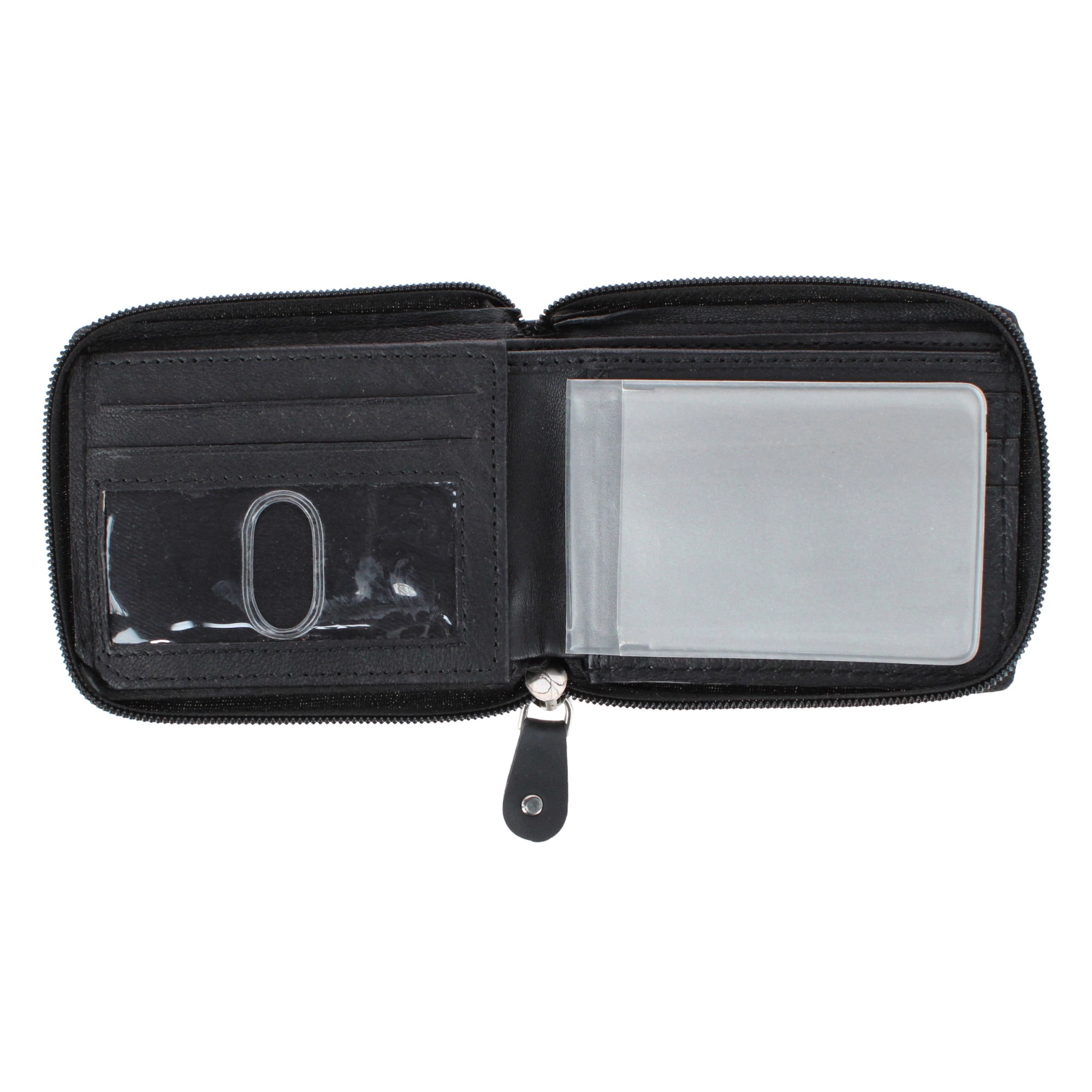 CTM® Men's RFID Leather Zip Around Bifold Wallet by Swiss Marshall