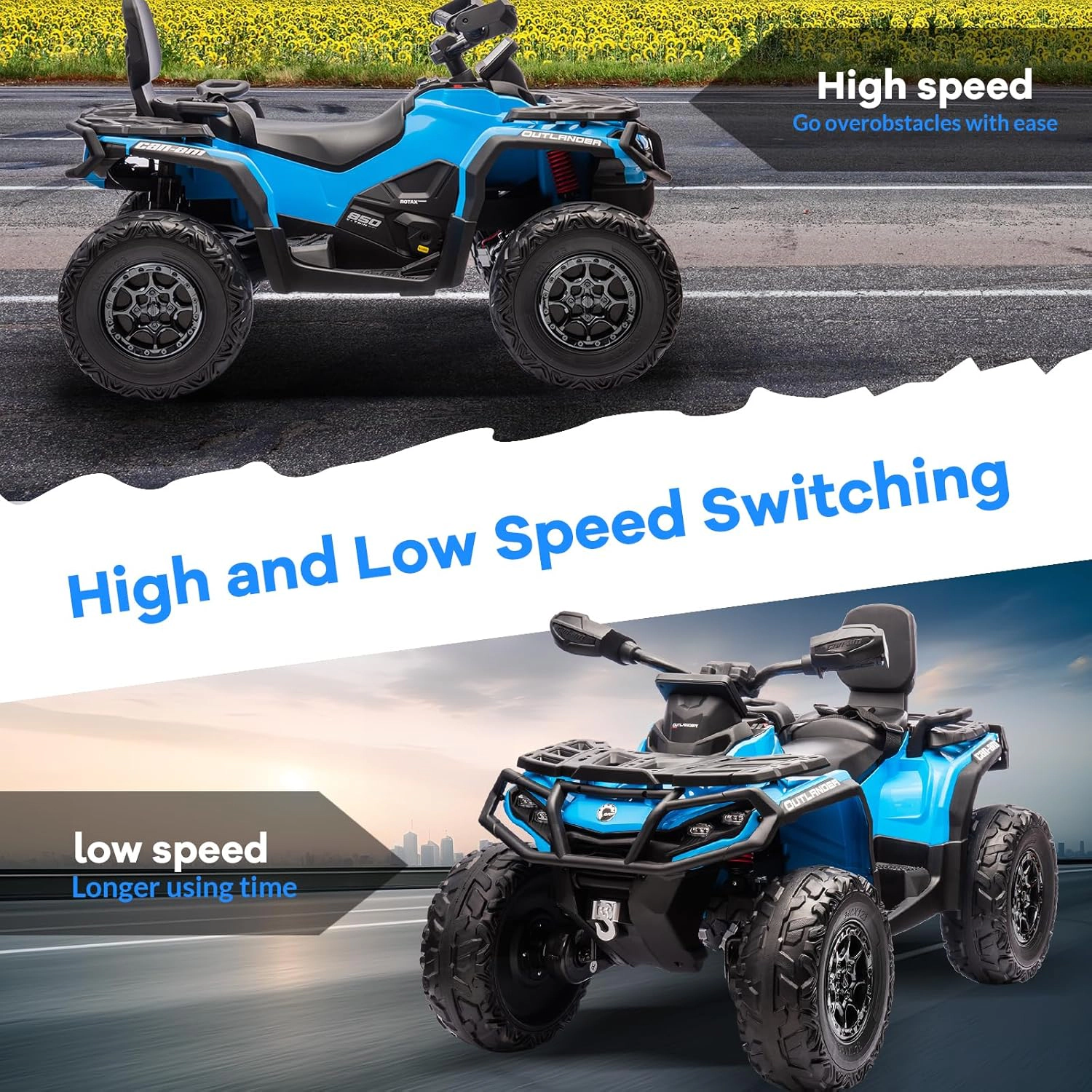 12V Licensed Can-Am Kids Electric ATV, 2-Seater Ride-On Car, 2×200W Motors, LED Lights, Music & Suspension