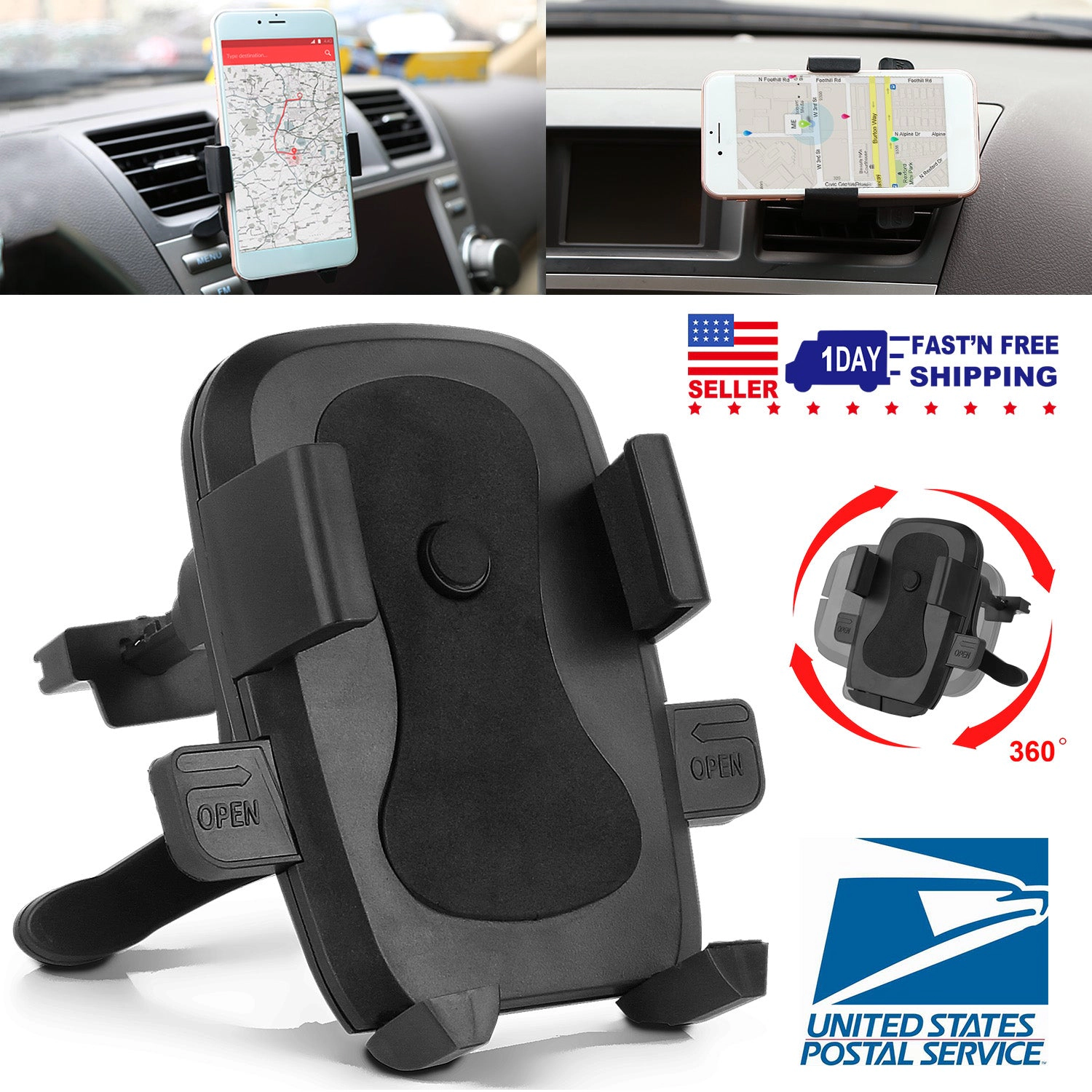 GBruno 360° Rotation Air Vent Car Phone Mount