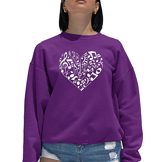 LA Pop Art Heart Notes - Women's Word Art Crewneck Sweatshirt