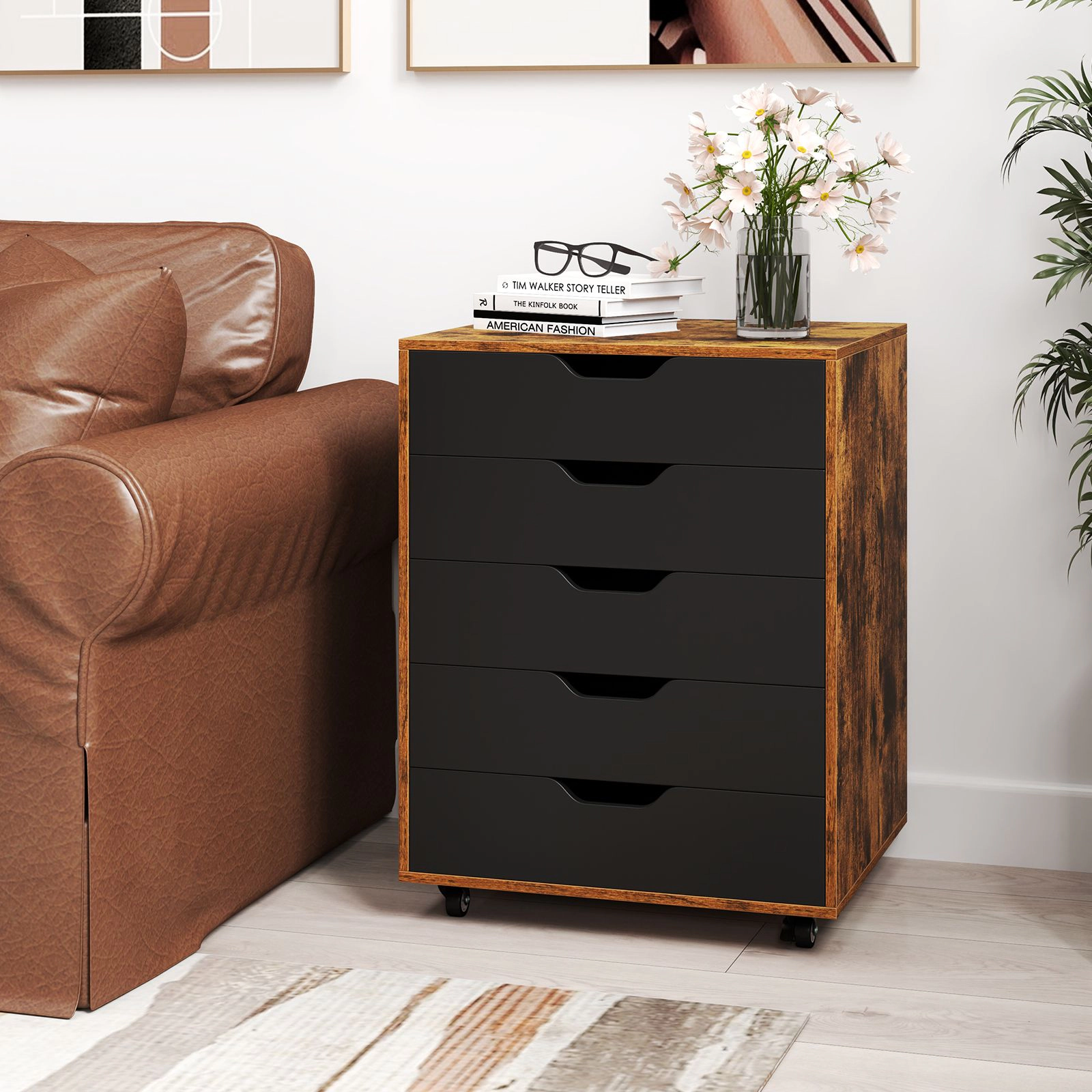 SlickBlue Office Storage Cabinet with Wheels & Spacious Drawer Organization