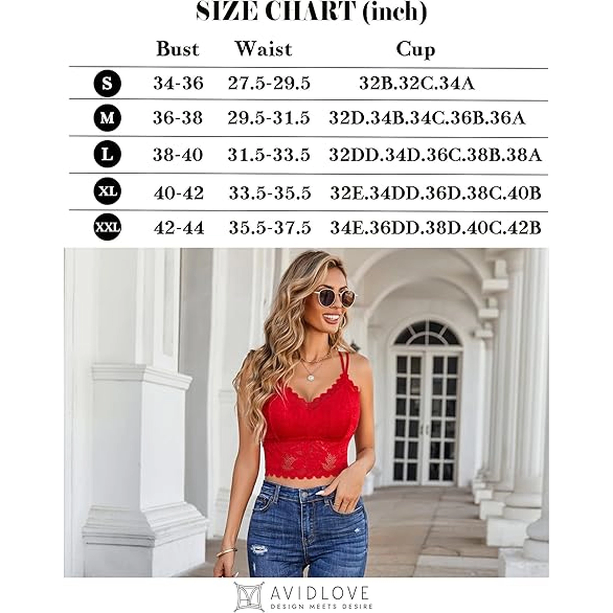 Avidlove Women's Lace Racerback V Neck Bralette Camisole