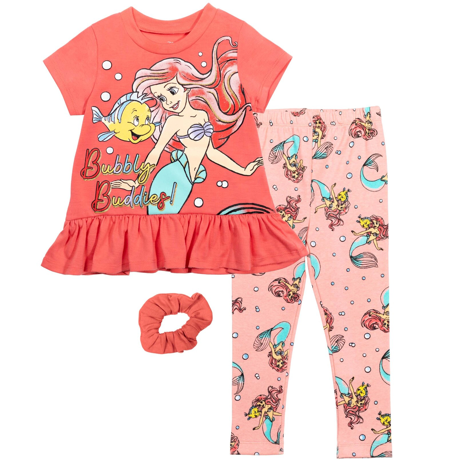 Disney The Little Mermaid Princess Ariel Girls' Glitter T-Shirt and Leggings Set