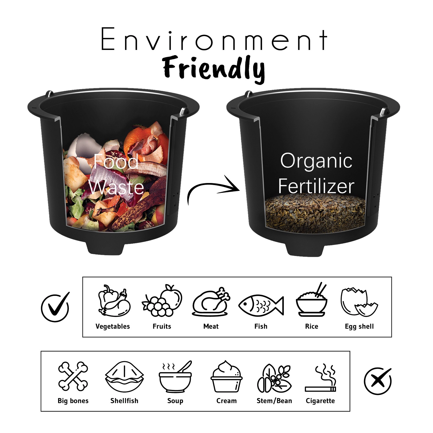 Pursonic Unisex Electric Food Waste Composter with 3L Capacity, Odor-Free Composting & Fast Food Scrap Recycling System