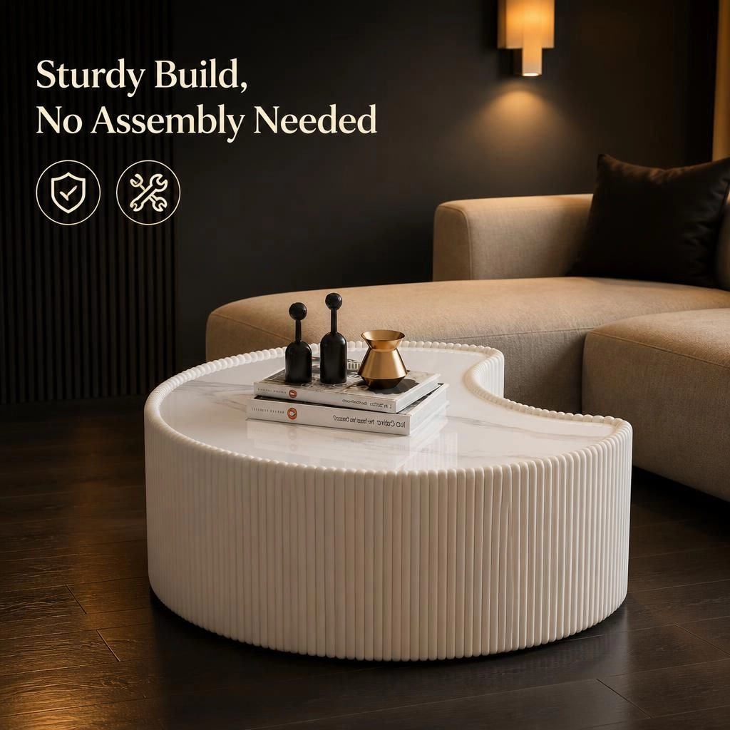 GOODSILO Sintered Stone Top Upholstered Coffee Table