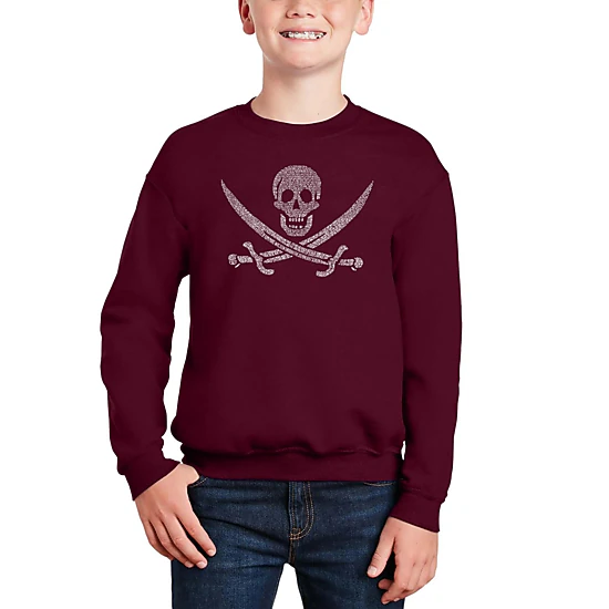 LA Pop Art Boy's Word Art Sweatshirt - Lyrics To A Legendary Pirate Song