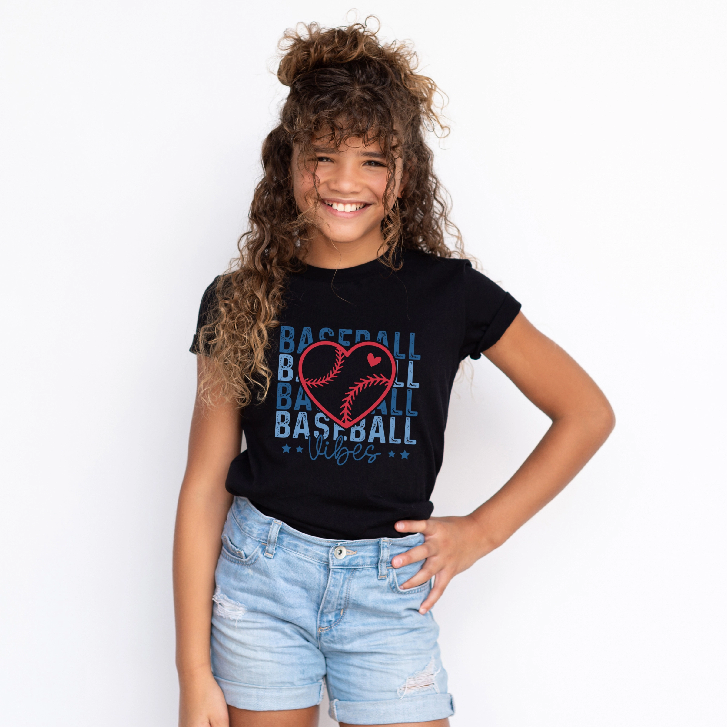 The Juniper Shop - Baseball Heart Stacked Youth Short Sleeve Graphic T-Shirt