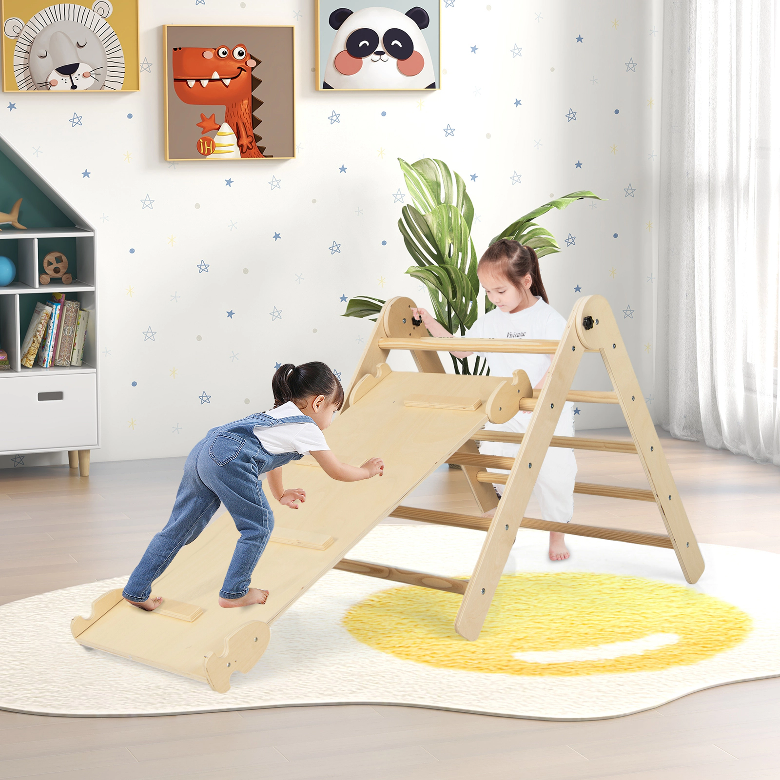 LJG 3-in-1 Climbing Set Foldable and Adjustable Kids Triangle Set