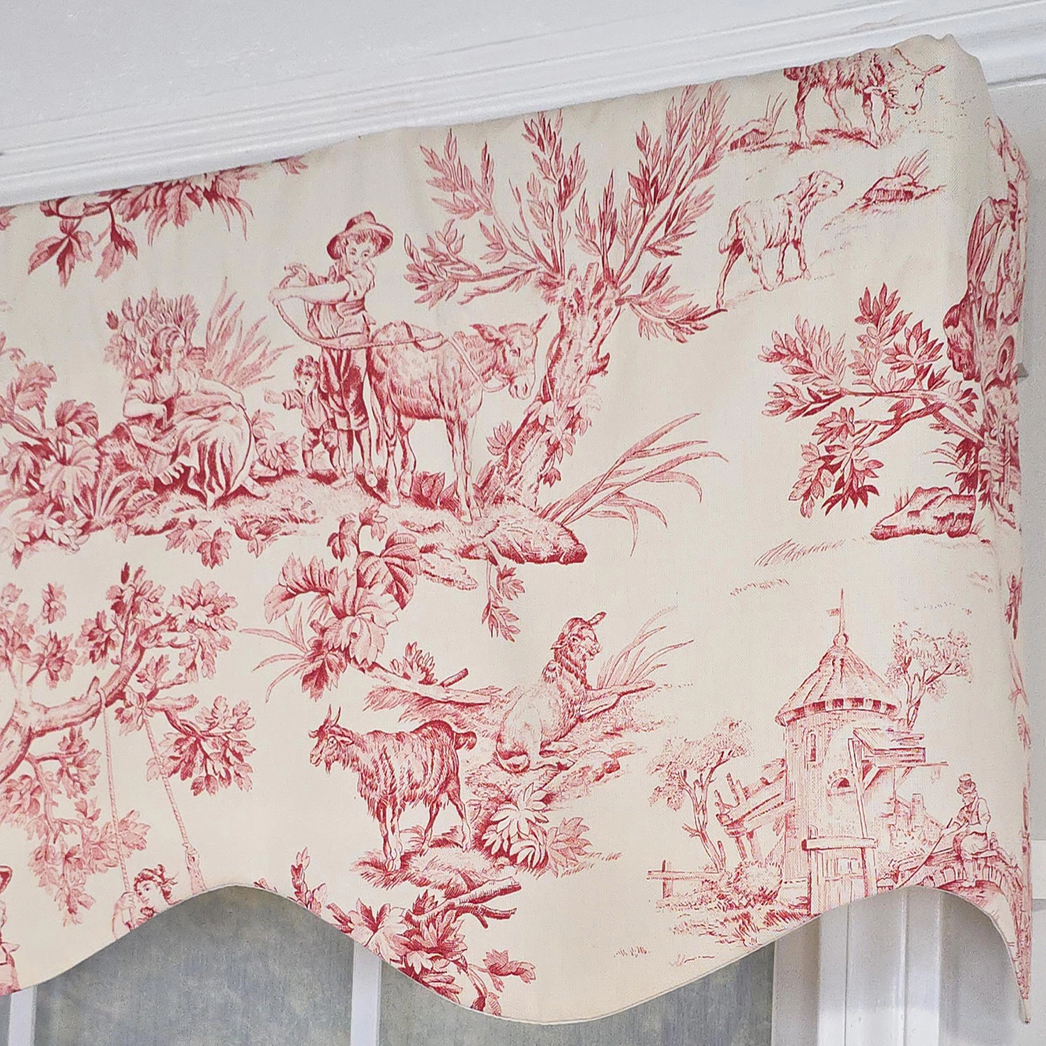 RLF Home Victorian Provance 100% Cotton Rod Pocket Lined  Window Valance 50" x 15" Red