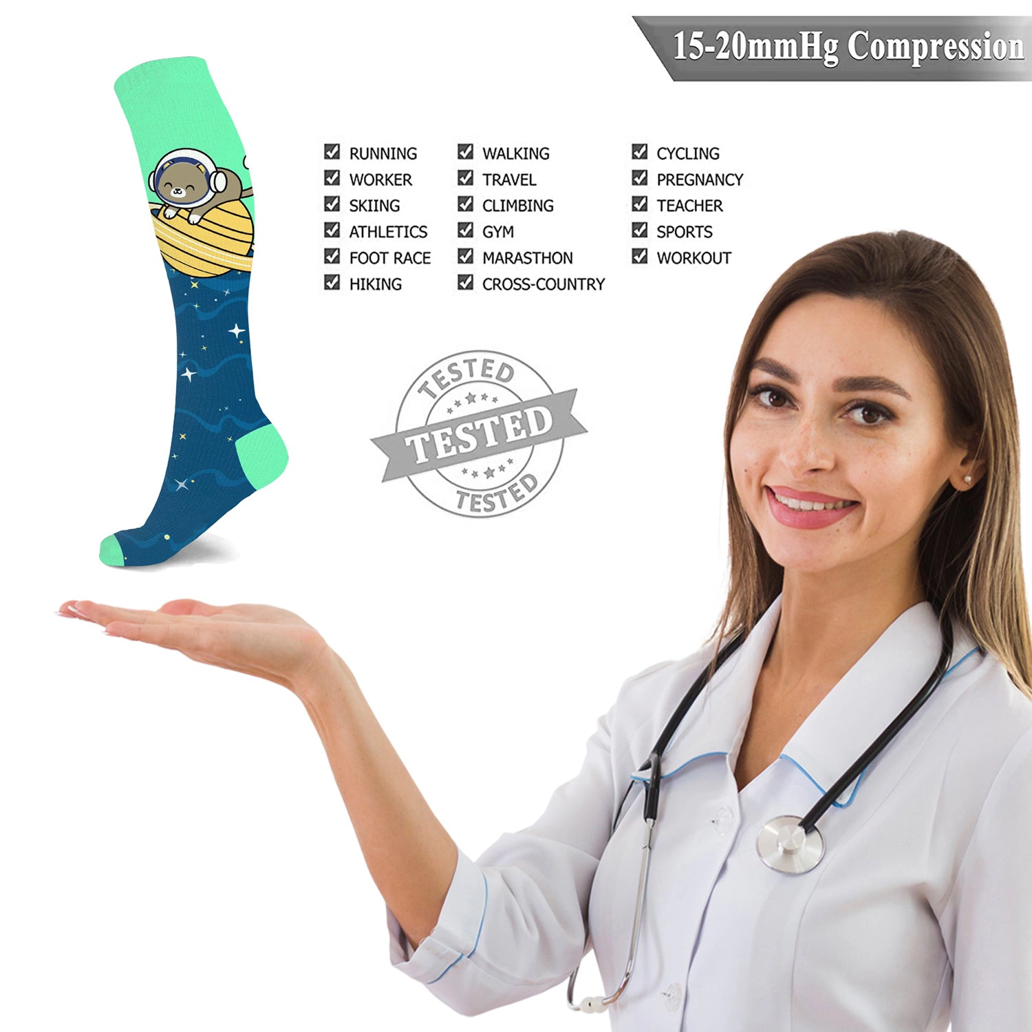 Extreme Fit Bunny, Chicks And Pets Love Expressive Knee-high Compression Socks - 6 Pair