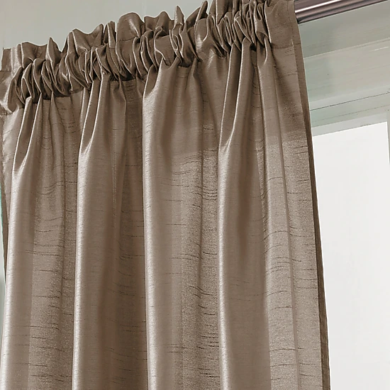 RT Designers Collection 100% Polyester 82 GSM Faux Silk Nikki Rod Pocket Curtain Panel 54" x 90" Taupe