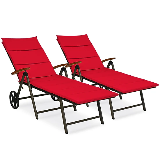 SUGIFT Removable Wheels 385-lb Outdoor Rattan Chaise Lounge Recliner 7-Position Backrest