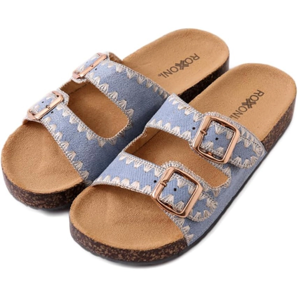 Roxoni Women’s Double Buckle Indoor Outdoor Sandals