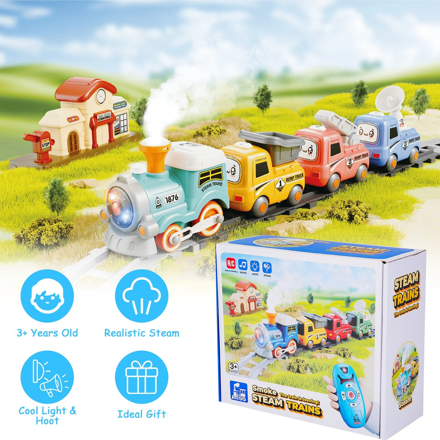 GBruno Remote Control Electric Train Set With Smoke