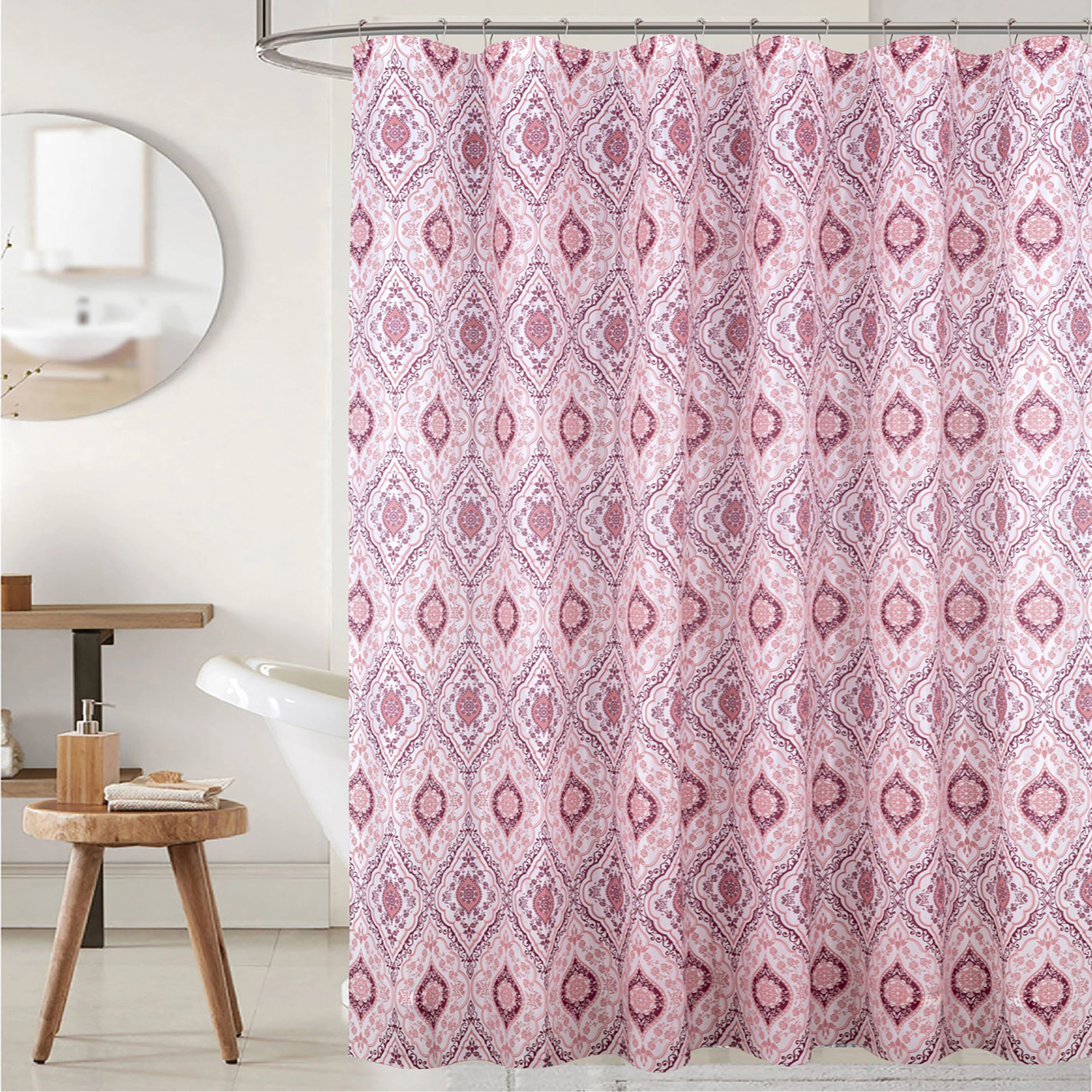 RT Designers Collection 90 GSM Printed Peva Glit Jaxx Shower Curtain  70" x 72" Burgundy