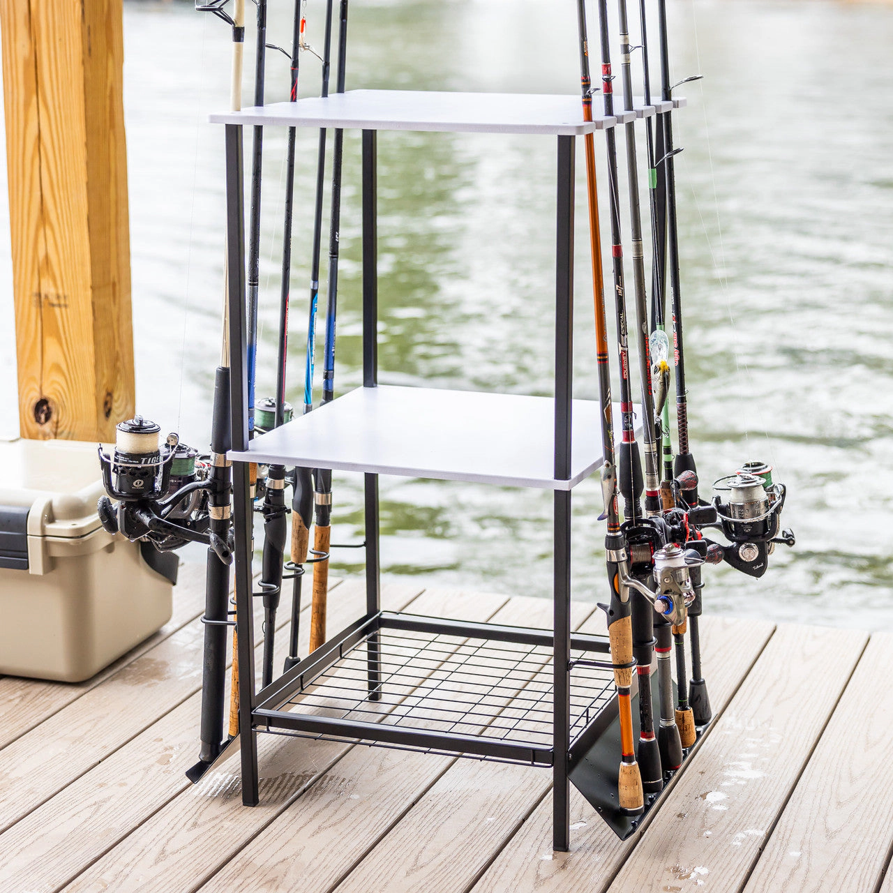 StoreYour Tarpon Fishing Pole Stand, Holds up to 10 Rods