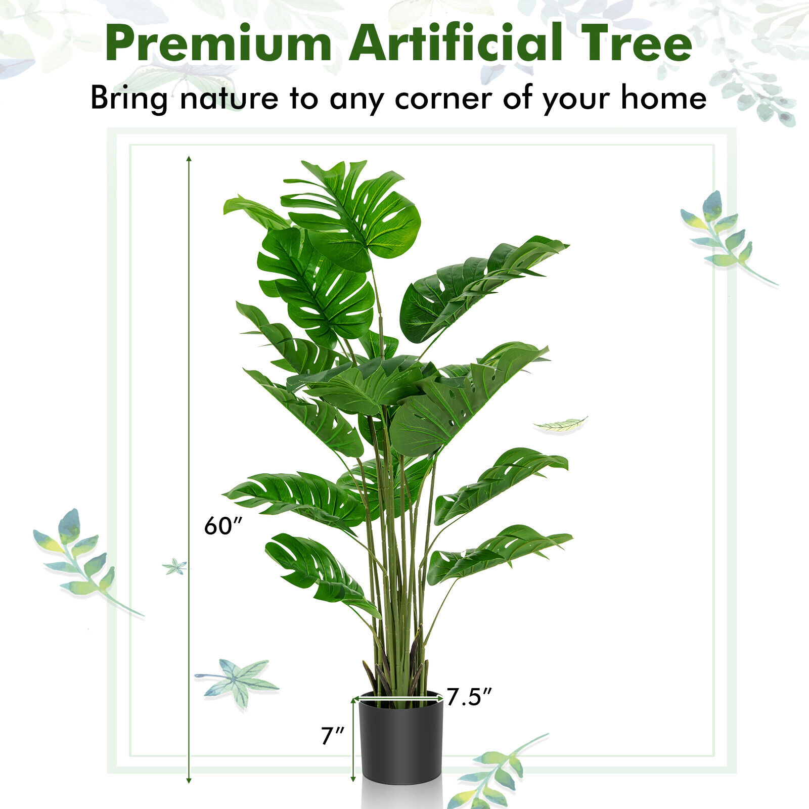 Slickblue 5-Ft Artificial Set of 2 Tropical Tree with Pot for Indoor Home Office Decor