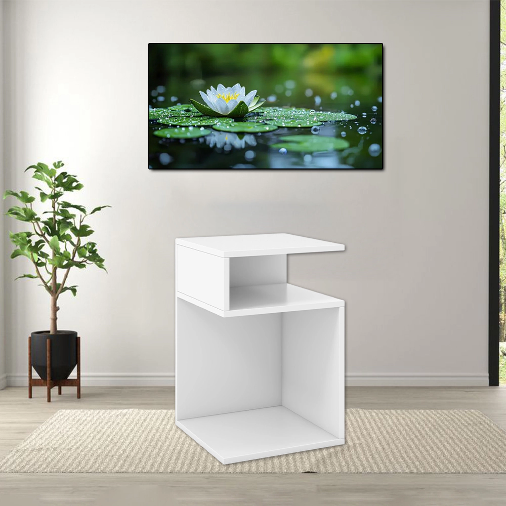 Hivvago Contemporary S-Frame Side Table with Dual Open Shelves and Distinctive Curved Design