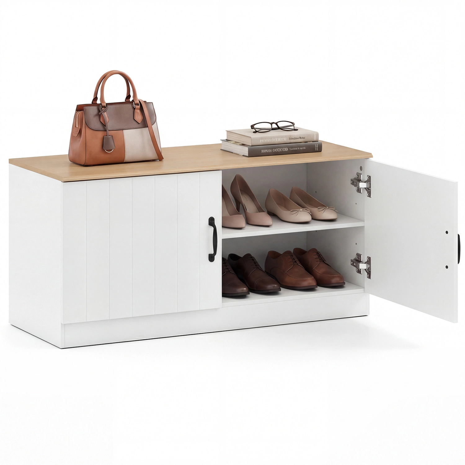 Glintex 40-Inch 2-Door Shoe Bench with Soft-Close Hinges and Anti-Tip Kits