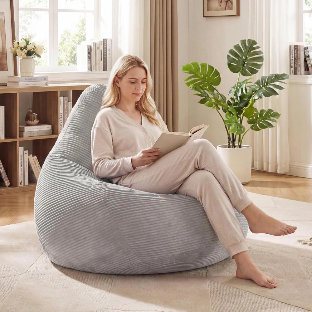 Hivvago Bean Bag Chair For Adults Accent Lazy Sofa With Skin-Friendly Corduroy Cover And Soft Sponge Filling