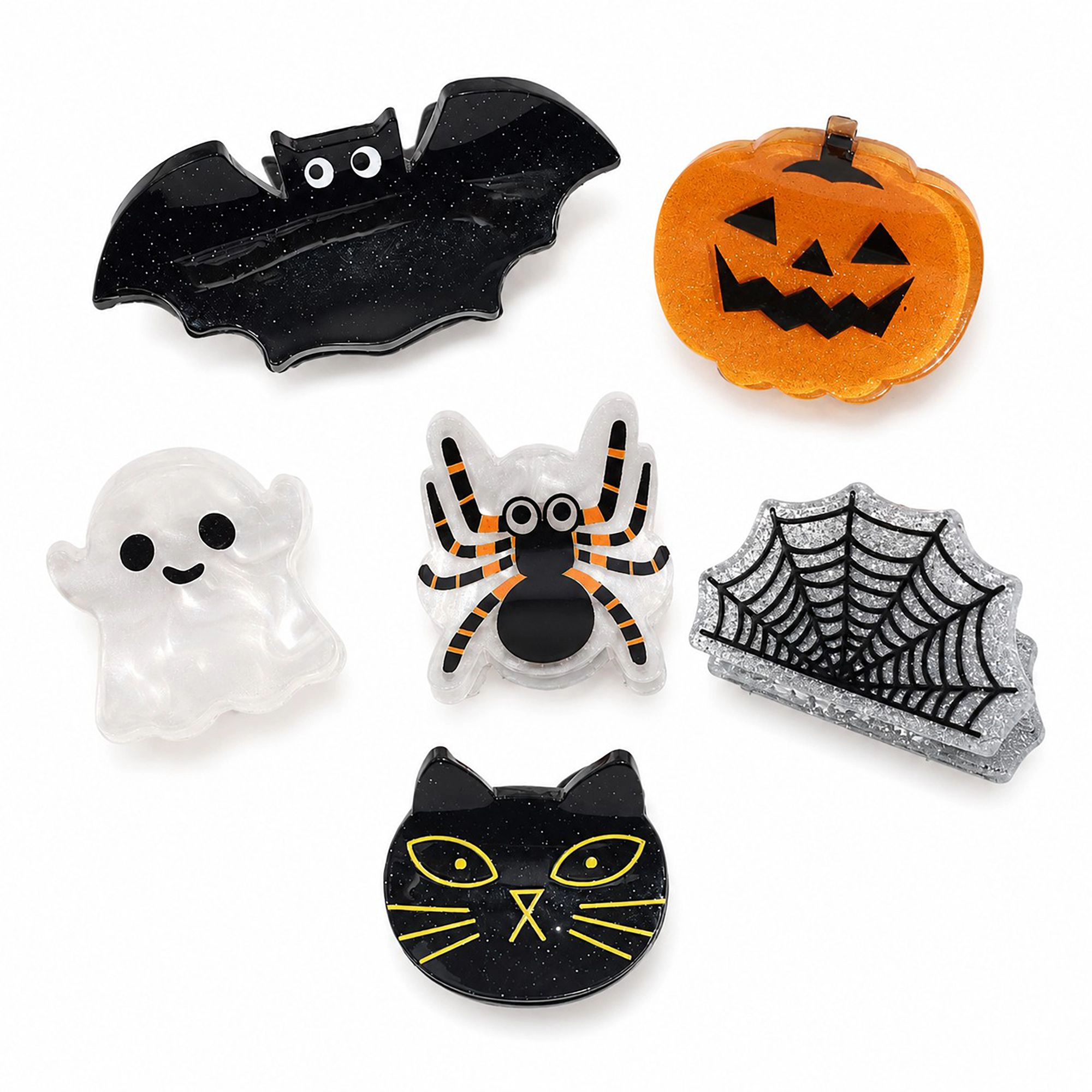 Alilang Women's 6-Piece Halloween Pumpkin Ghost Bat Spider Hair Clip Set