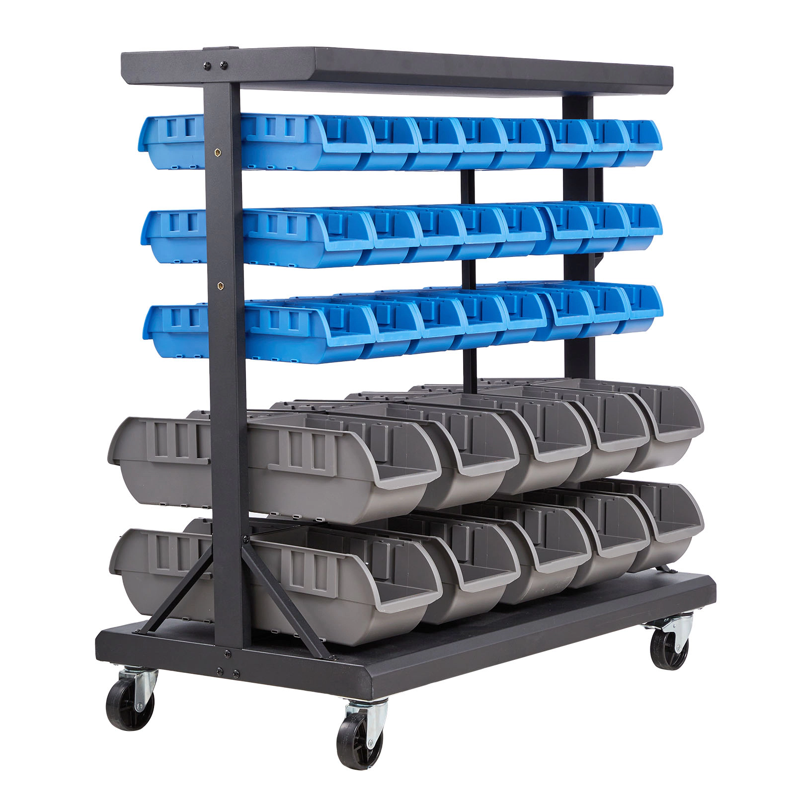 HONGGE Rolling Bin Storage Rack Bins with Wheels for Garage Warehouse