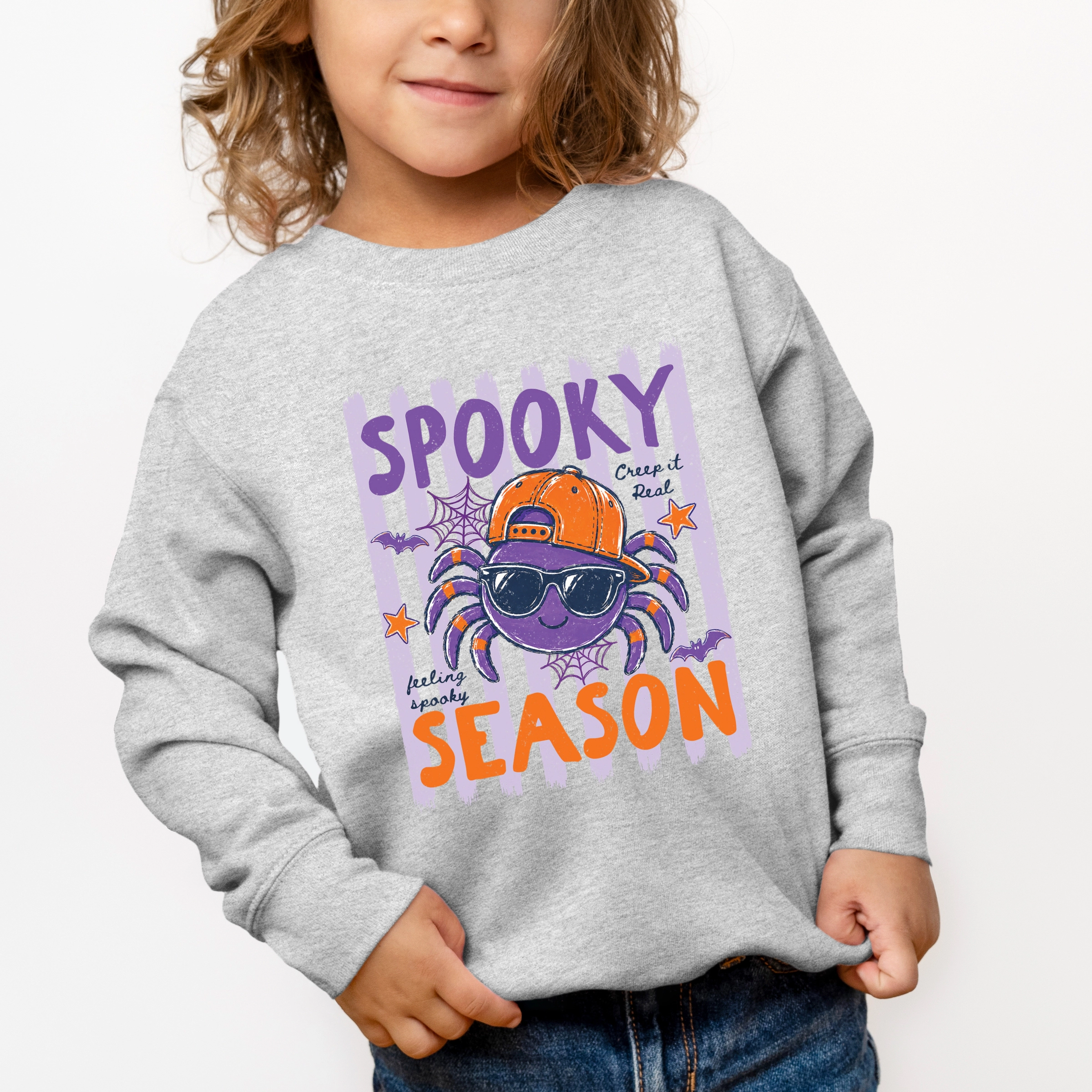 The Juniper Shop - Toddler Graphic Sweatshirt Spooky Season Spider Stripes