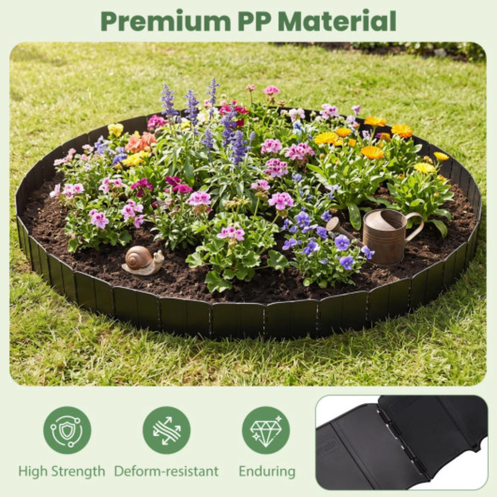 Hivvago 10.5 FT 70 PCS Garden Edging Borders No Dig Interlocking Design for Flower Beds