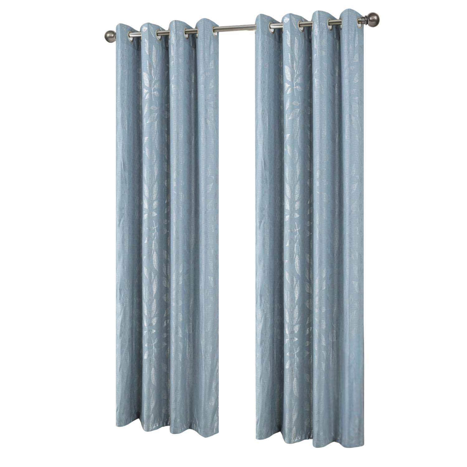 RT Designers Collection Bexley Foil Jacquard Polyester Window Curtain Grommet Panel 52" x 84" Wedgewood