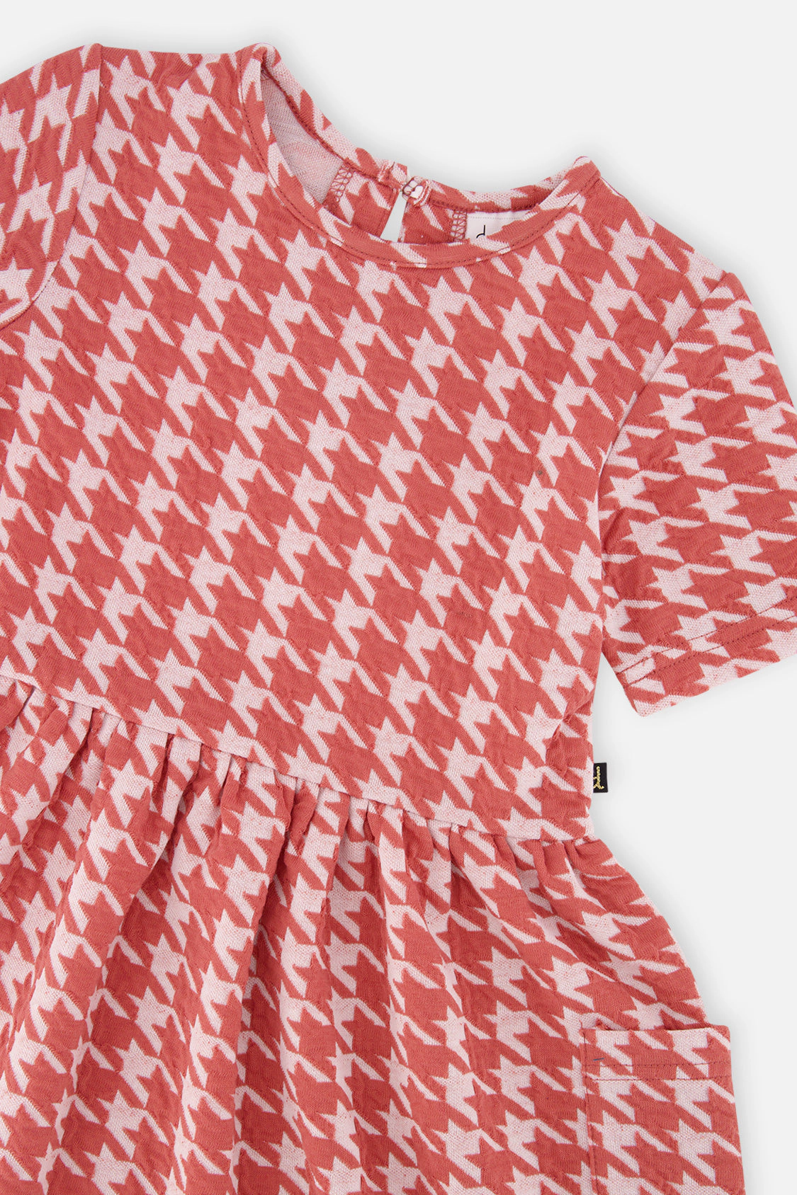 Deux par Girls Houndstooth Short Sleeve Dress with Pockets