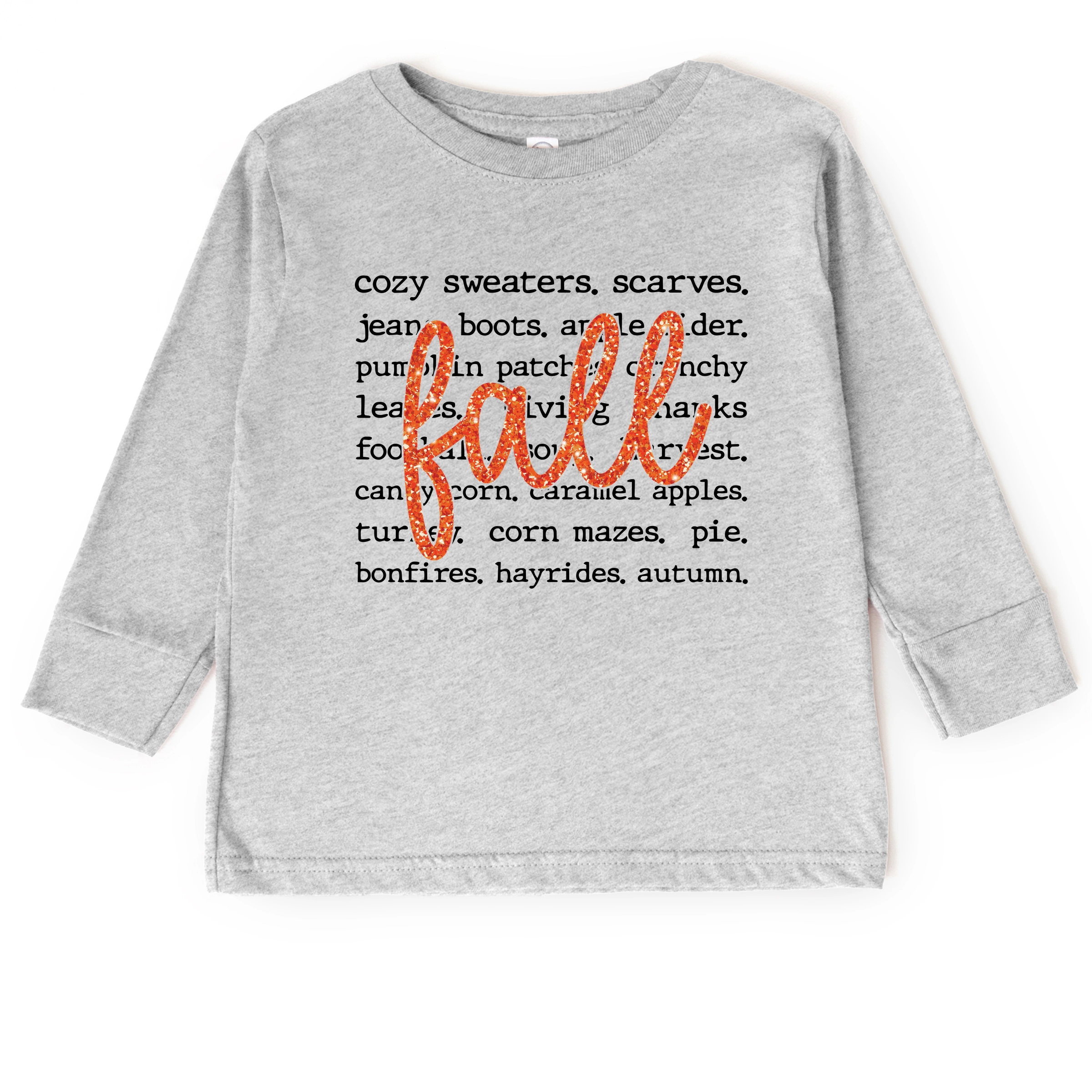 The Juniper Shop - Toddler Long Sleeve Graphic Tee Fall Cursive Text Glitter