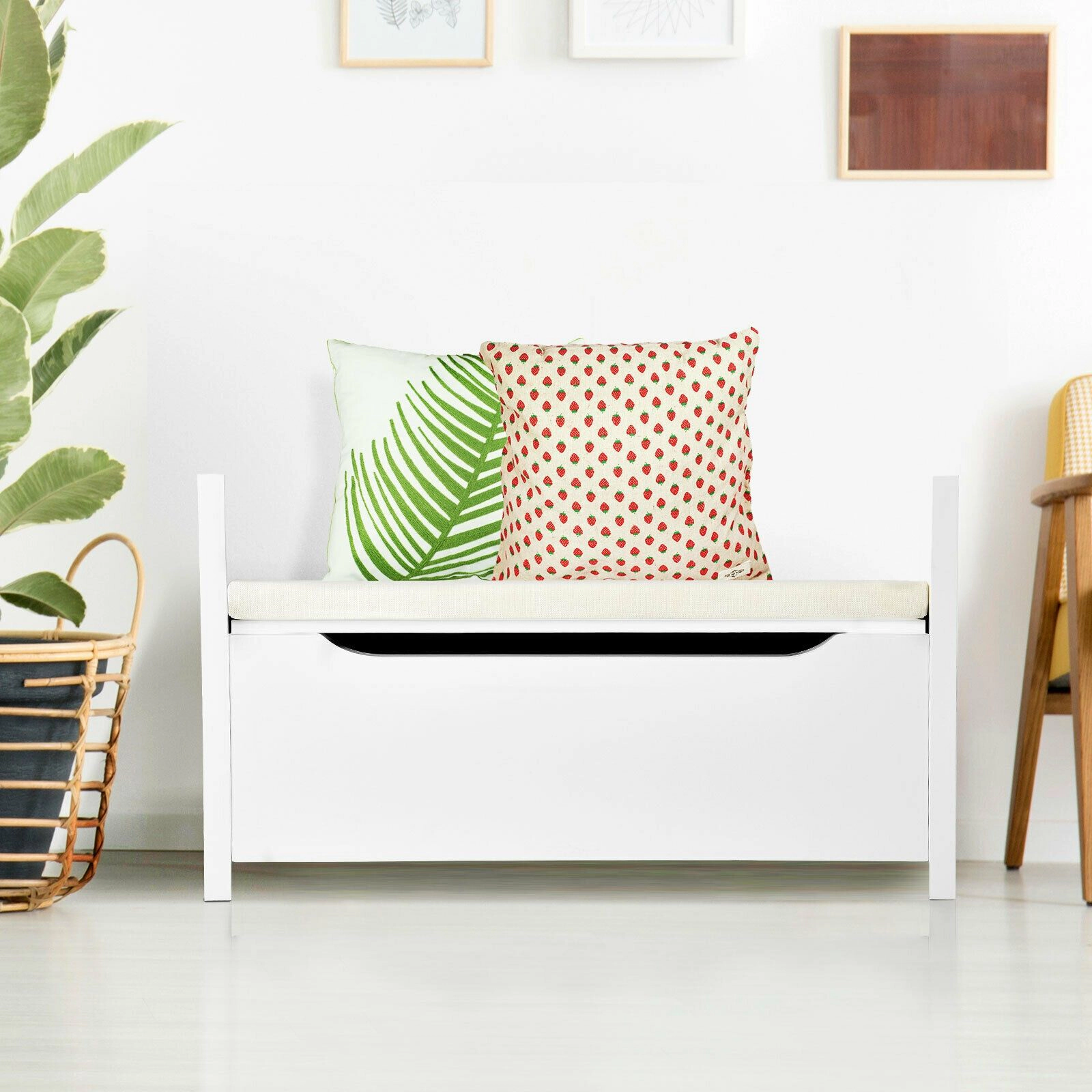 SlickBlue Shoe Organizer Bench with Padded Seat, Lift-Top Storage