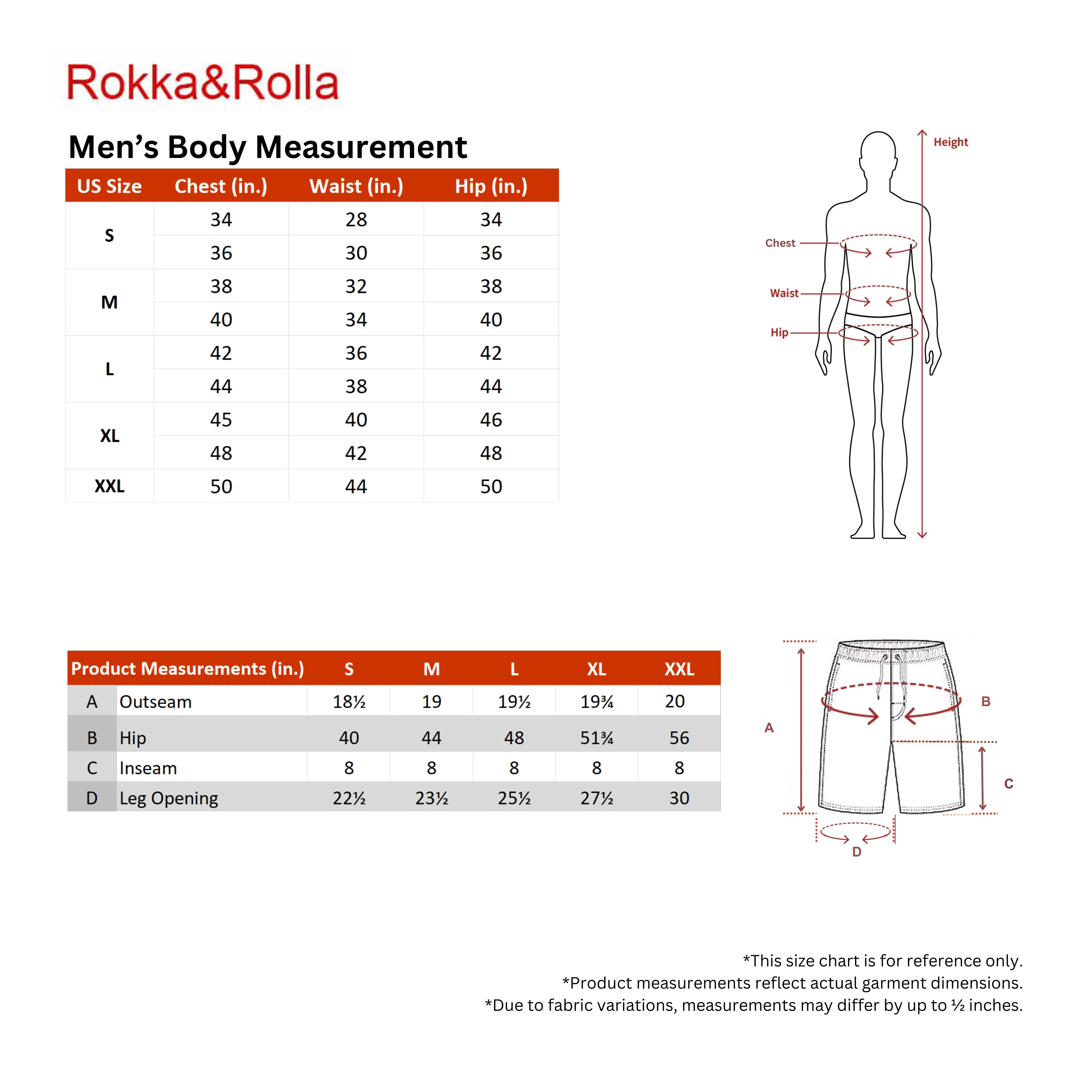 Rokka&Rolla Men’s Quick-Dry Mesh-Lined Swim Trunks