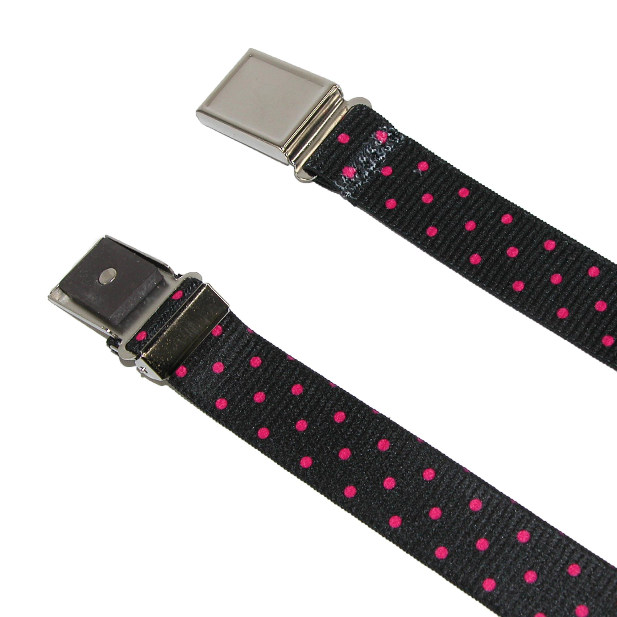 CTM Women's Plus No Show Buckle Stretch Belt with Polka Dots